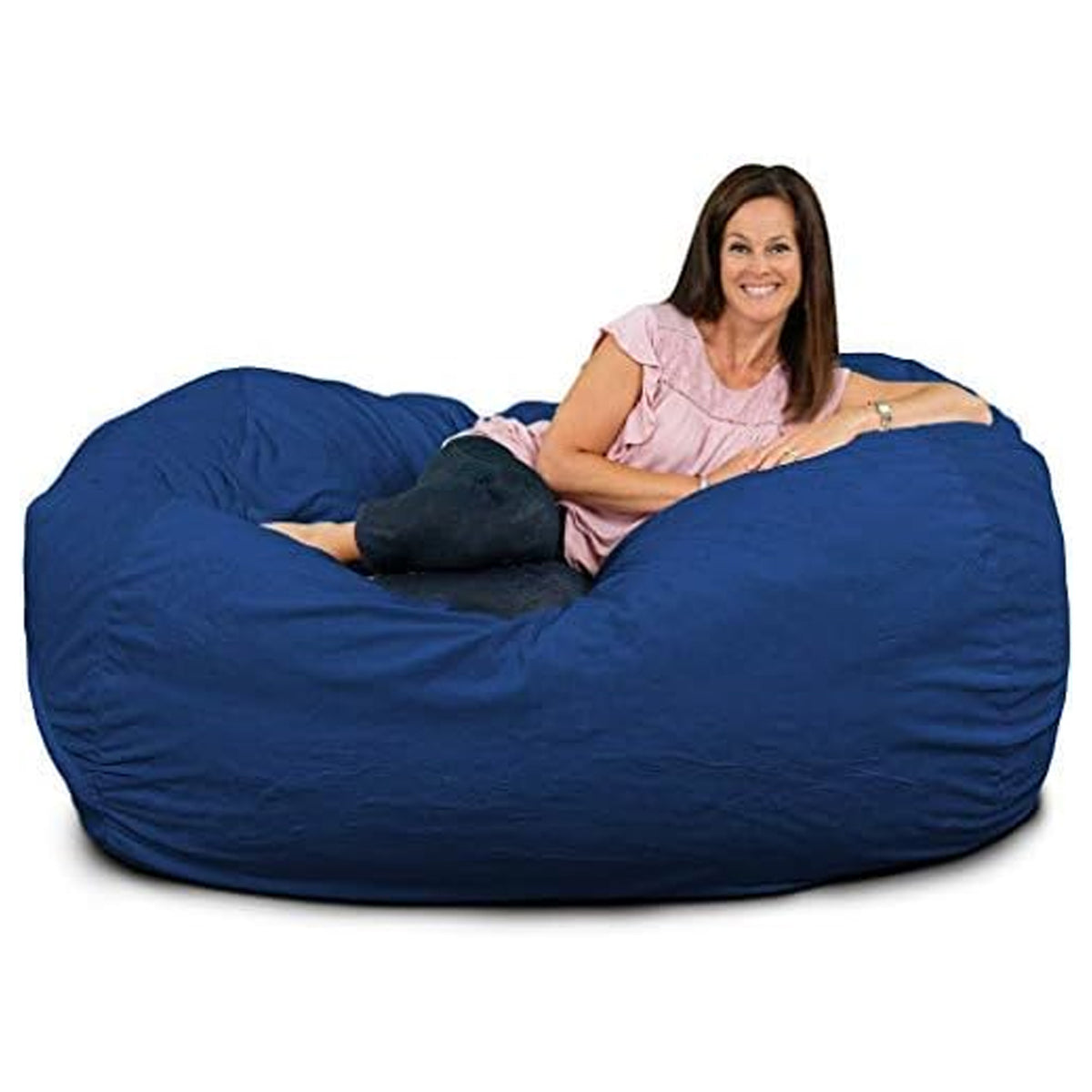 Ultimate Sack Lounger Bean Bag Oversized Comfy Loveseat, Electric Blue Suede
