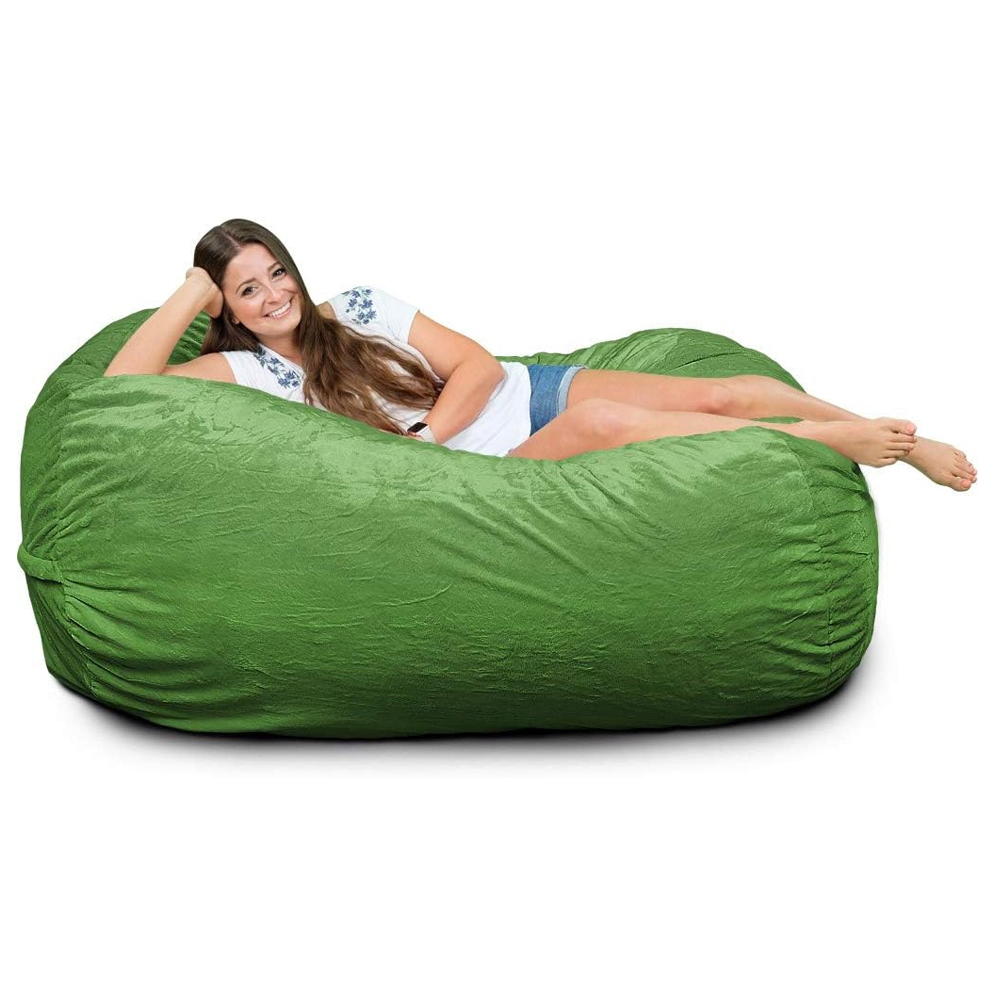 Ultimate Sack Lounger Bean Bag Chair Oversized Indoor Comfy Loveseat, Lime Fur - VMInnovations
