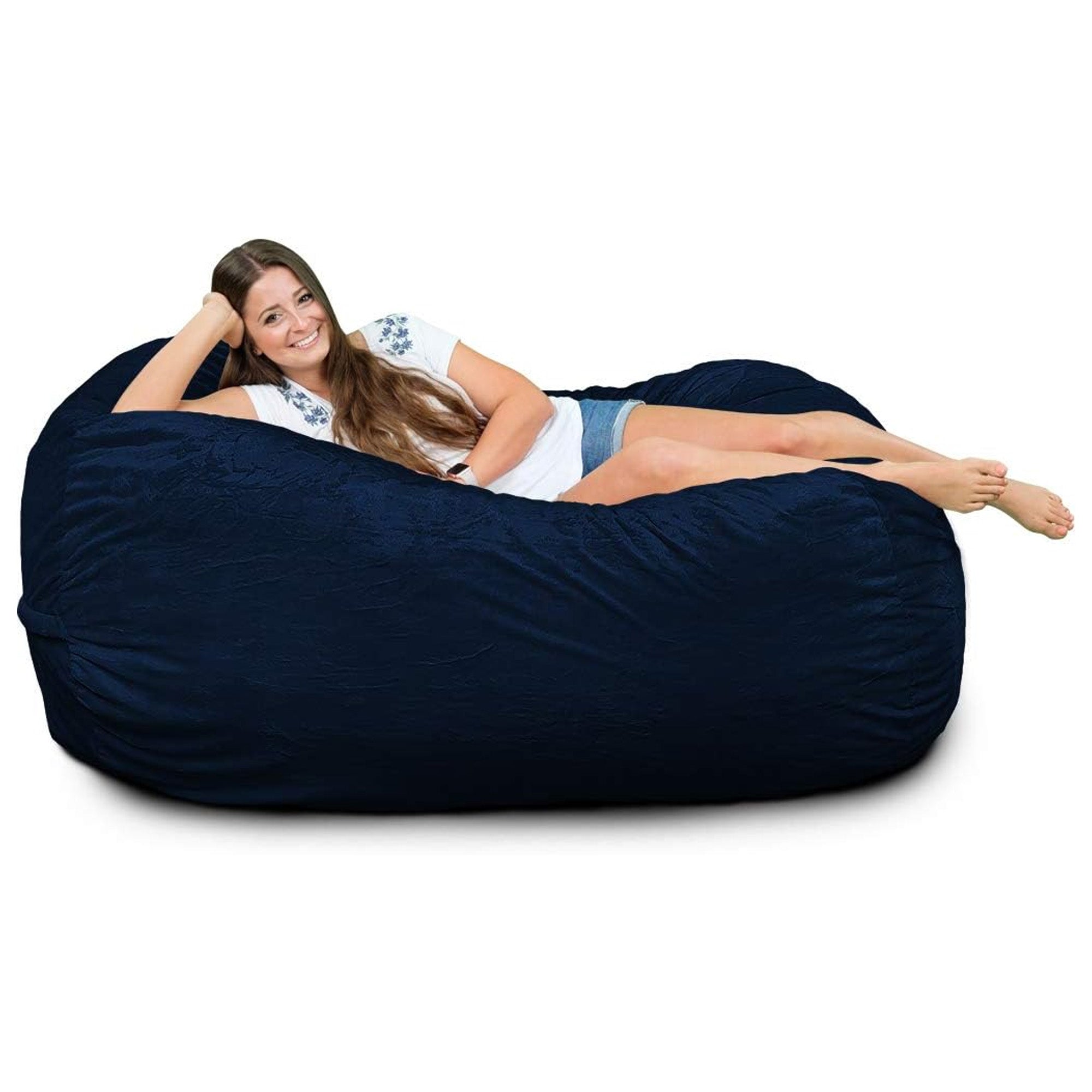 Ultimate Sack Lounger Bean Bag Chair Oversized Indoor Comfy Loveseat, Navy Fur
