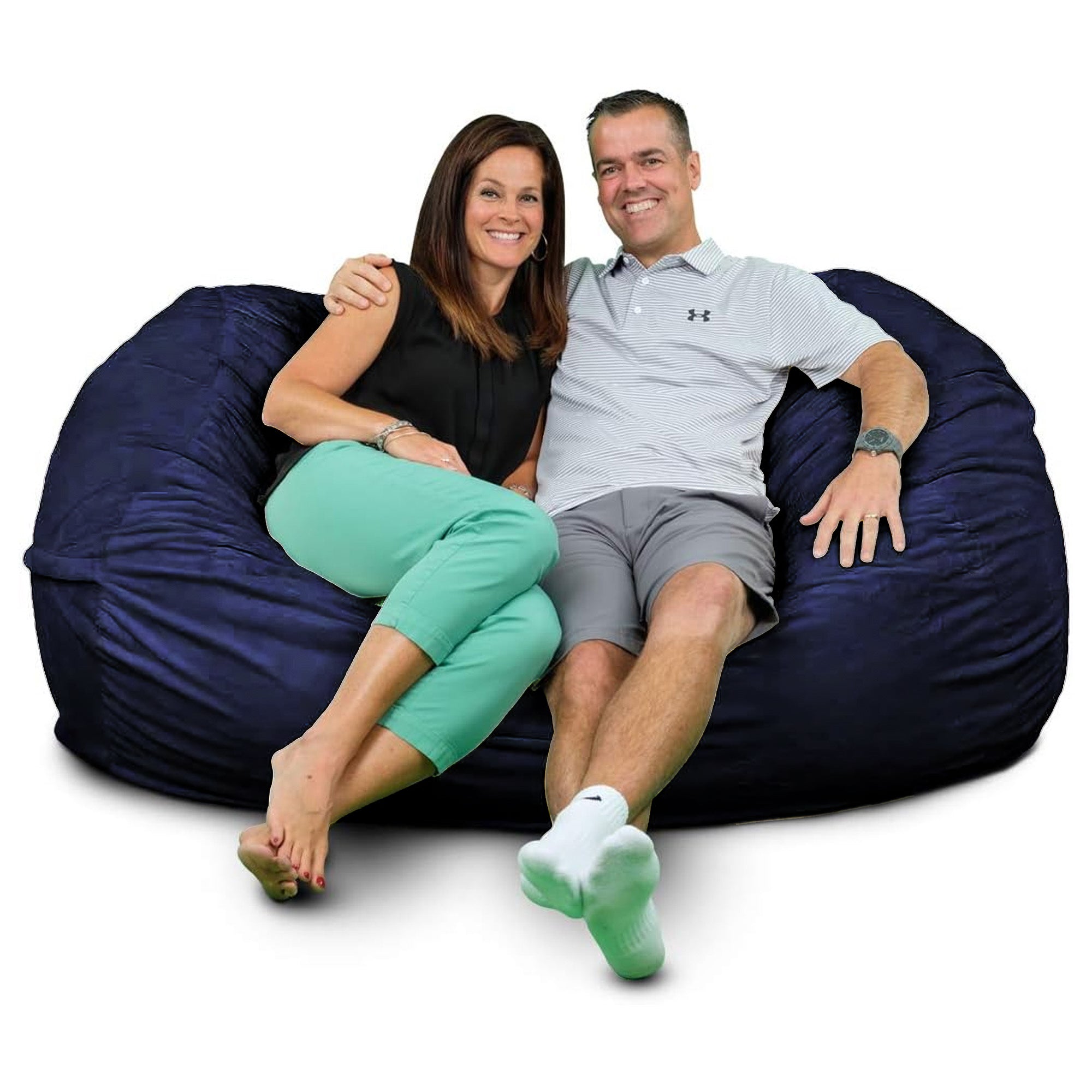 Ultimate Sack Lounger Bean Bag Chair Oversized Indoor Comfy Loveseat, Navy Suede