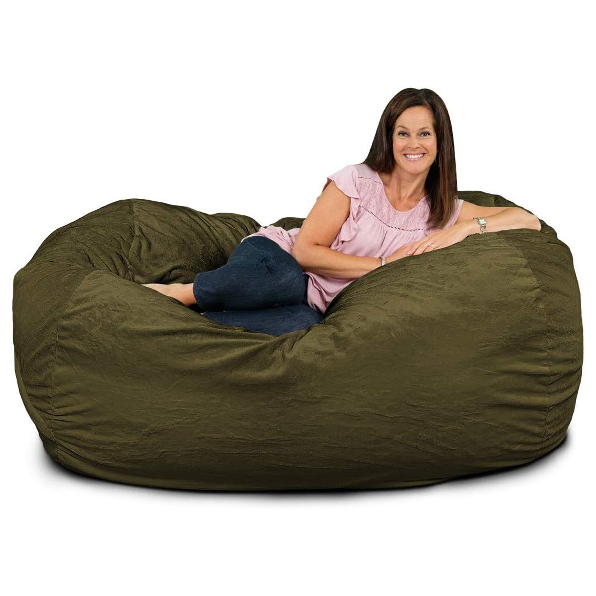 Ultimate Sack Lounger Bean Bag Chair Oversized Indoor Comfy Loveseat, Olive Fur - VMInnovations