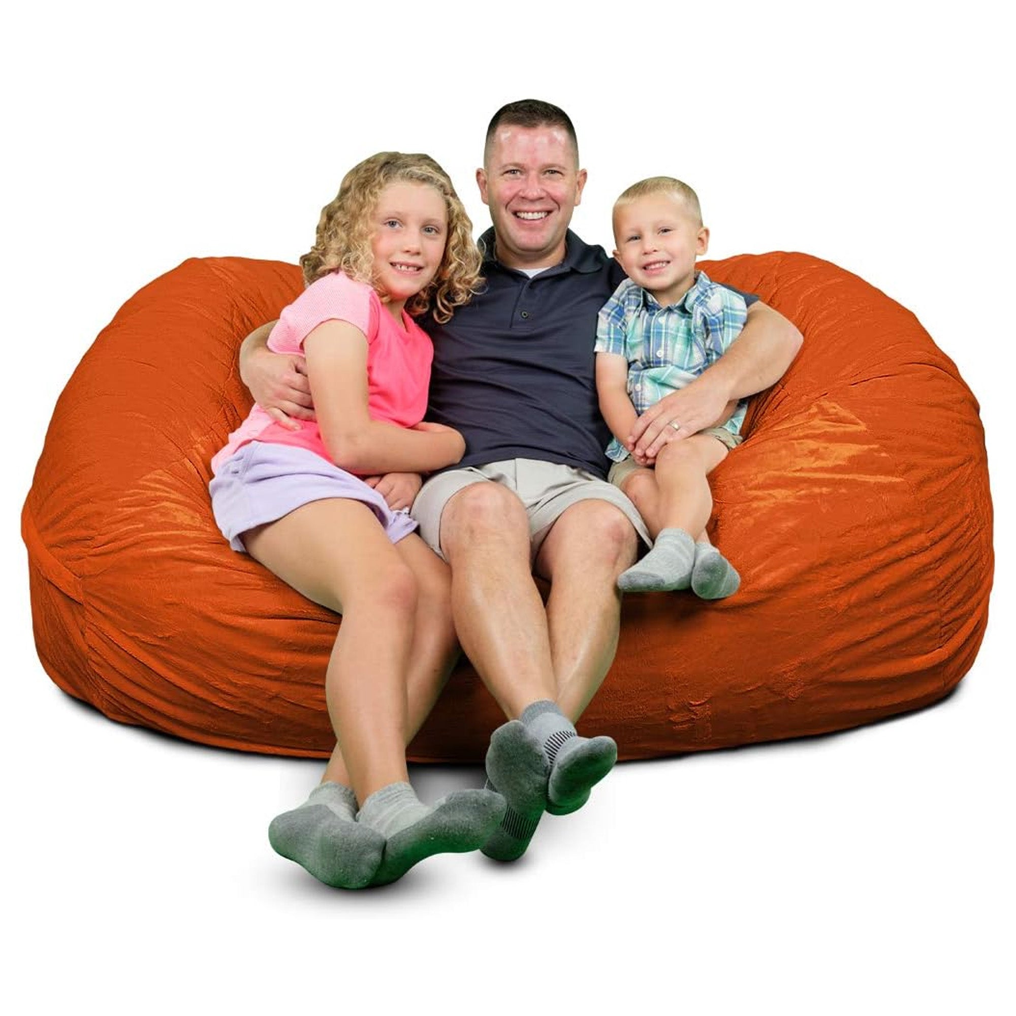 Ultimate Sack Lounger Bean Bag Chair Oversized Indoor Comfy Loveseat, Orange Fur - VMInnovations