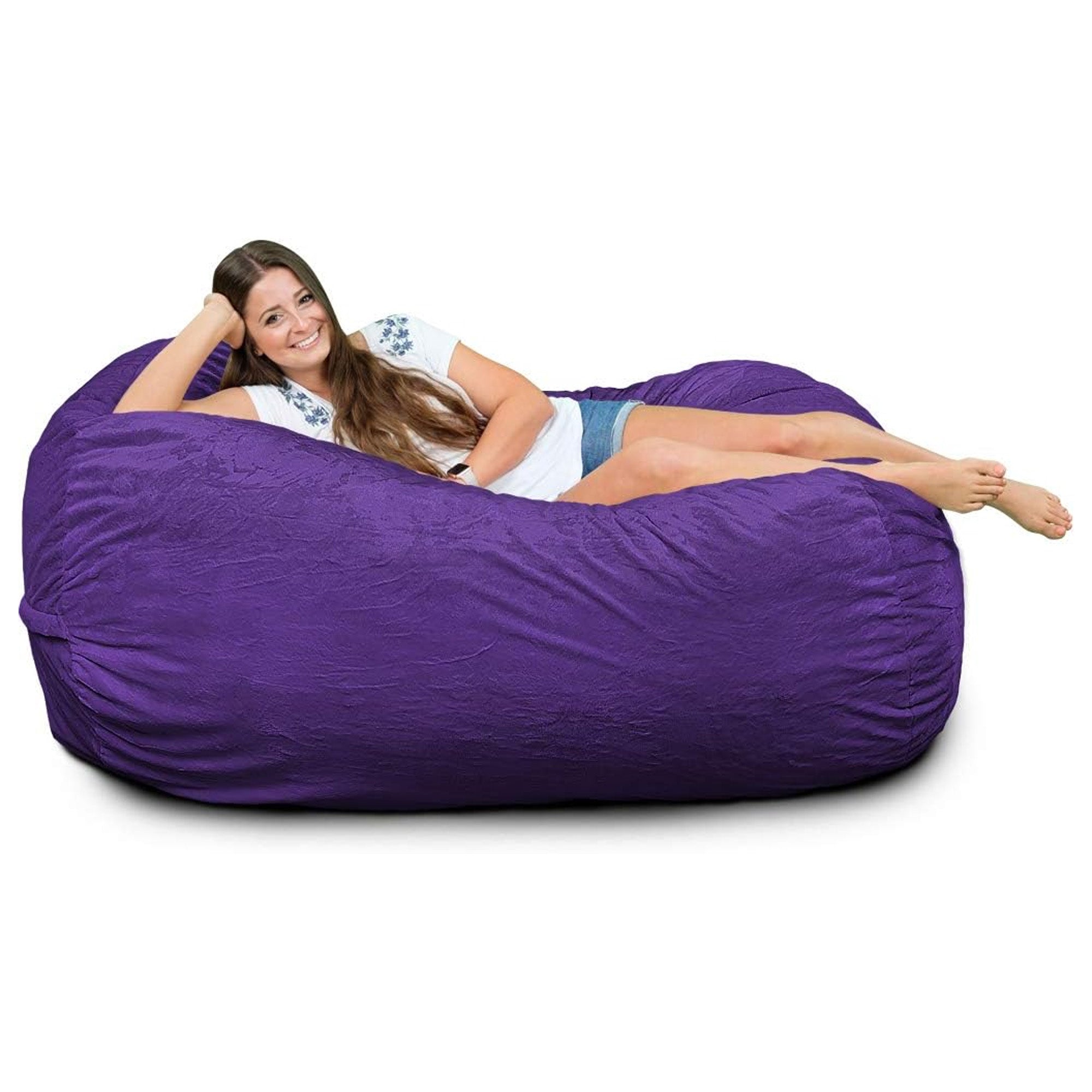 Ultimate Sack Lounger Bean Bag Chair Oversized Comfy Loveseat, Purple Suede