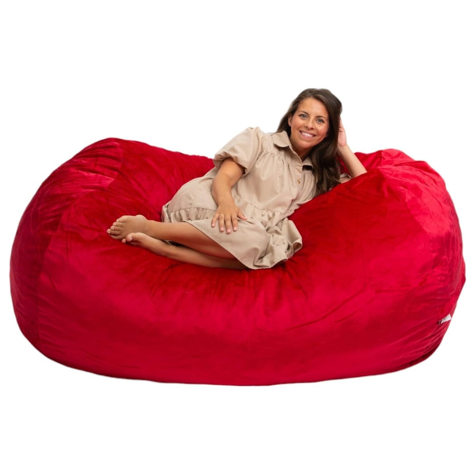Ultimate Sack Lounger Bean Bag Chair Oversized Indoor Comfy Loveseat, Red Suede
