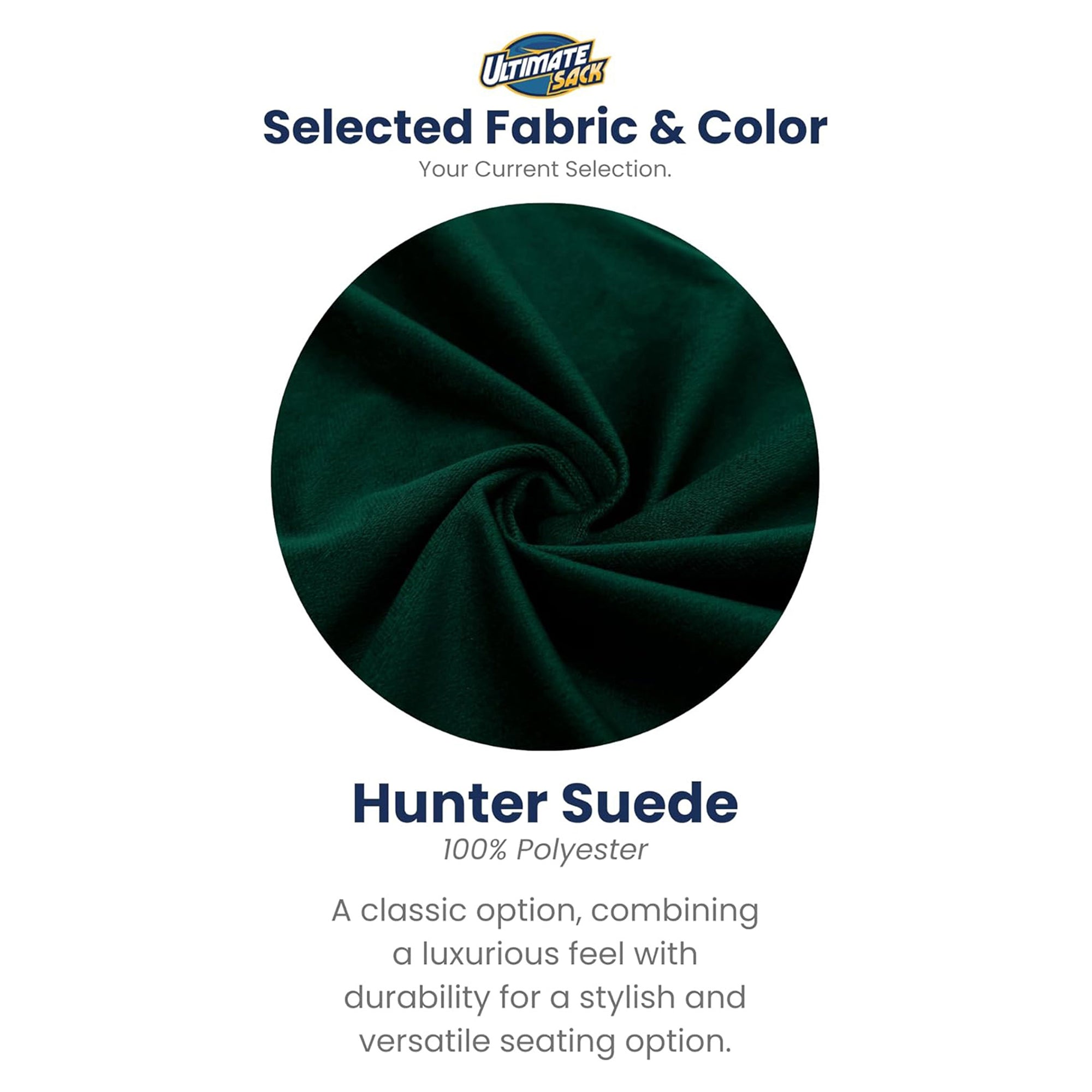 Ultimate Sack 5ft Bean Bag Chair and Footstool, Oversized Lounger, Hunter Suede - VMInnovations
