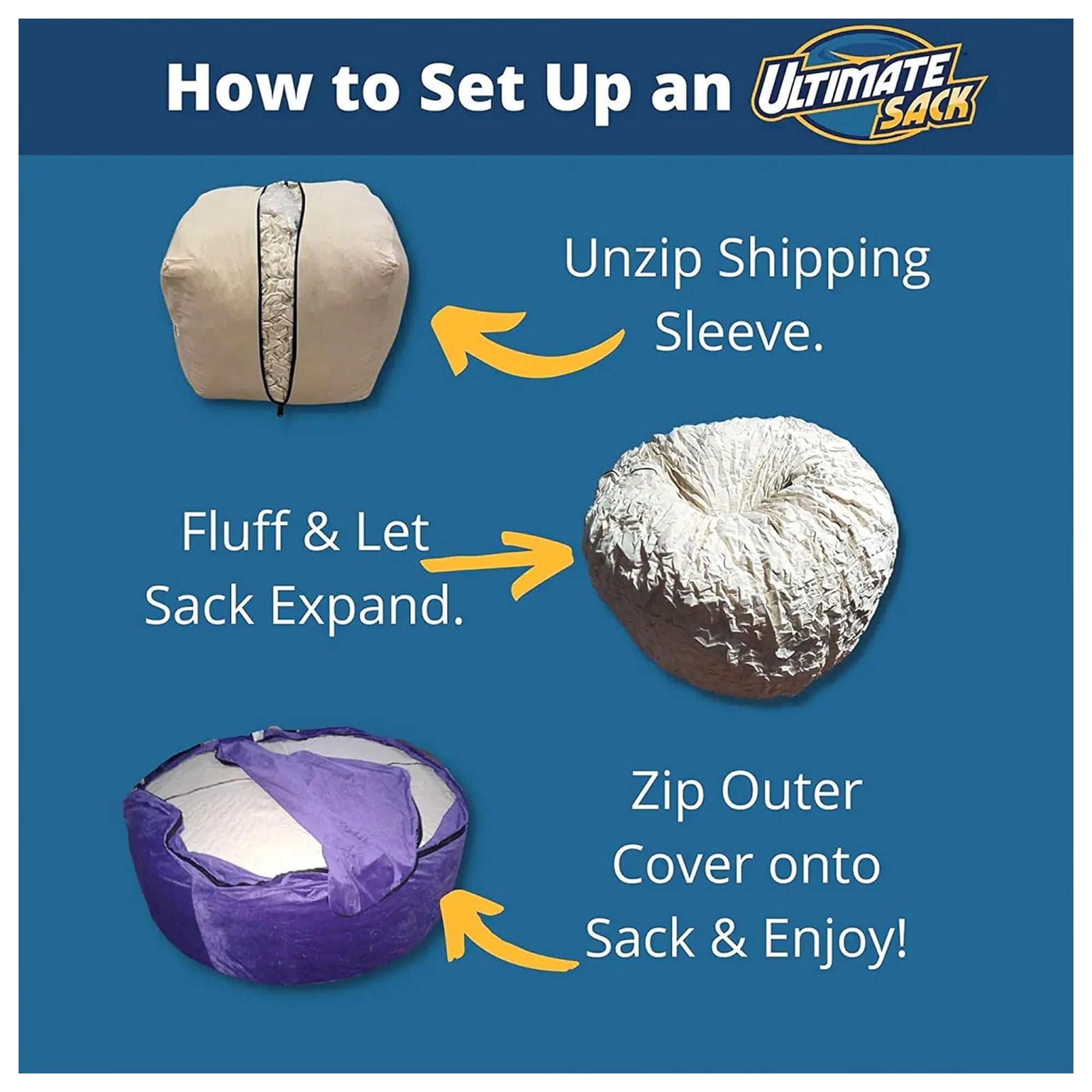 Ultimate Sack 6 ft Bean Bag Chair, Oversized Indoor Comfy Lounger, (Open Box)