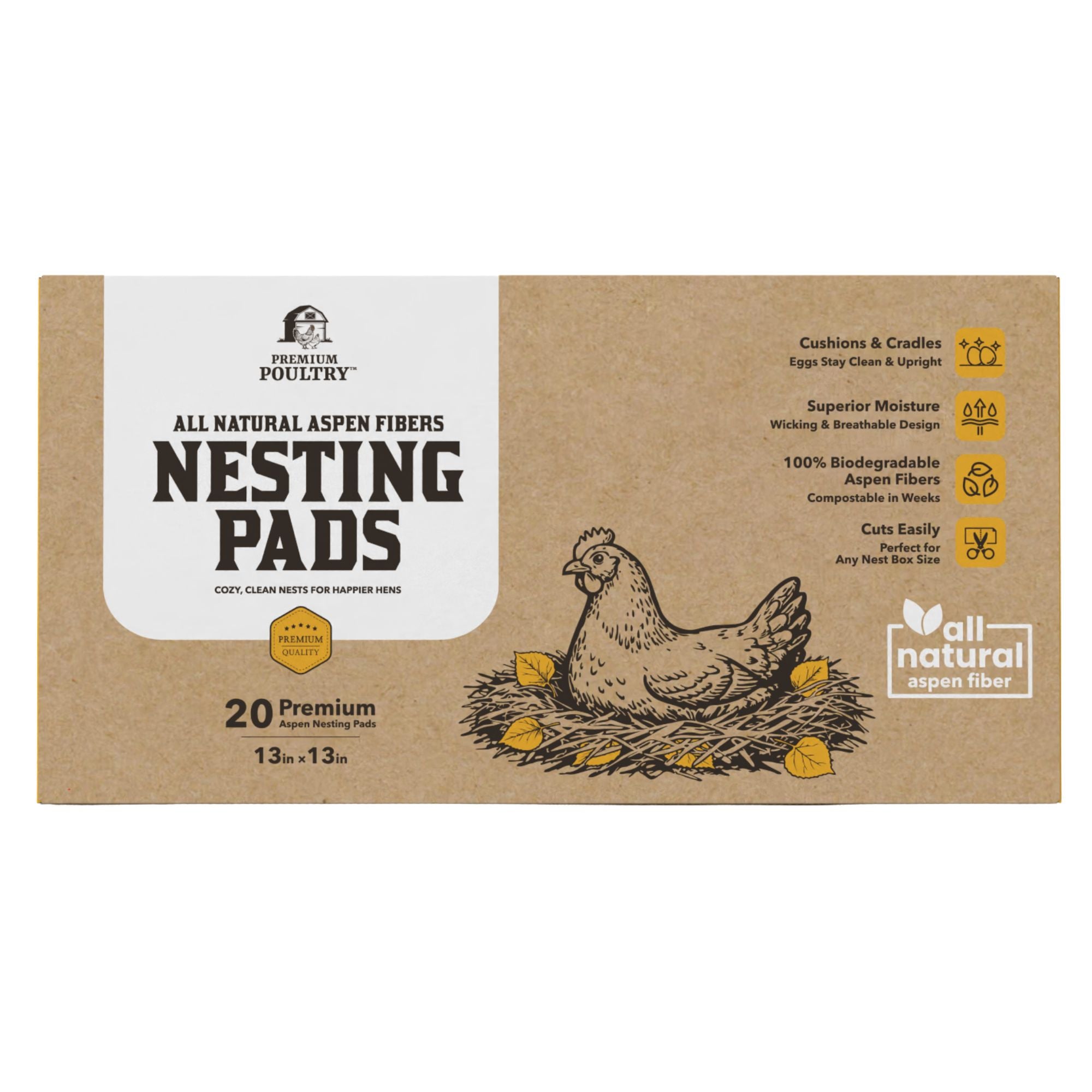 Premium Poultry 20-Pack Aspen Nesting Pads for Chicken Coop Nest Boxes, Blue - VMInnovations