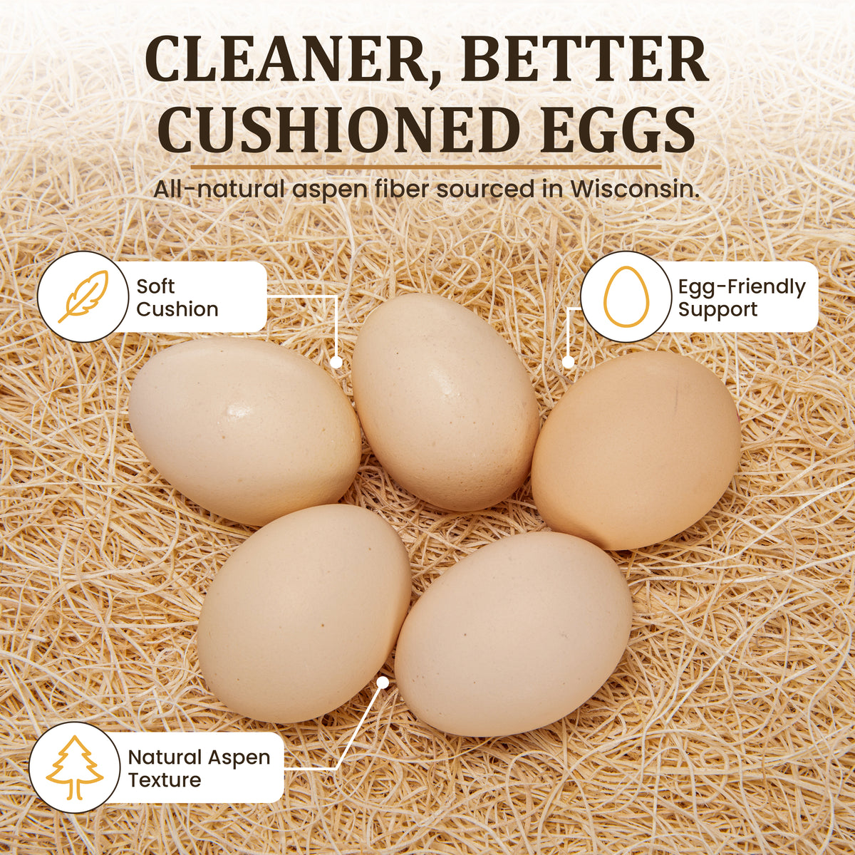 Premium Poultry 20-Pack Aspen Nesting Pads for Chicken Coop Nest Boxes, Tan - VMInnovations