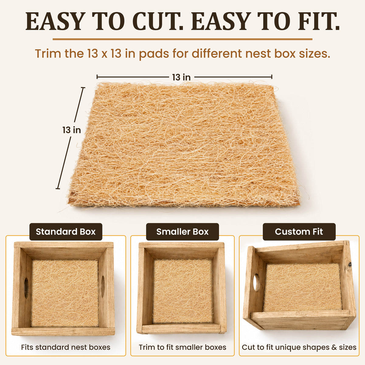 Premium Poultry 20-Pack Aspen Nesting Pads for Chicken Coop Nest Boxes, Tan - VMInnovations