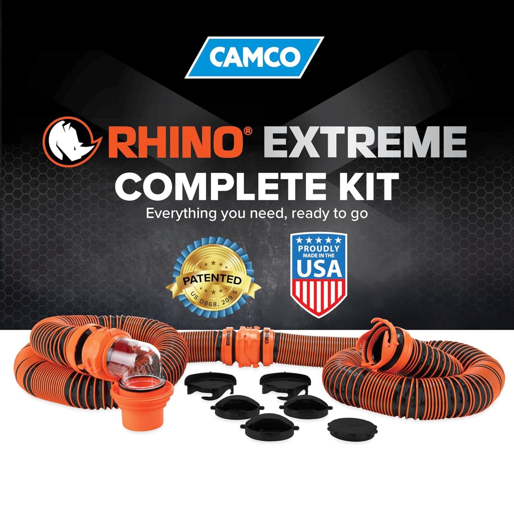 Camco RV RhinoEXTREME 20' Hose Extension Kit with Swivel Fittings and Lock Ring