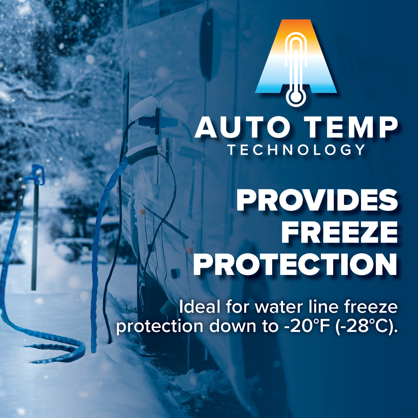 Camco 12 Ft Heated Water Hose for RV with Freeze Protection and Adapter, Blue - VMInnovations