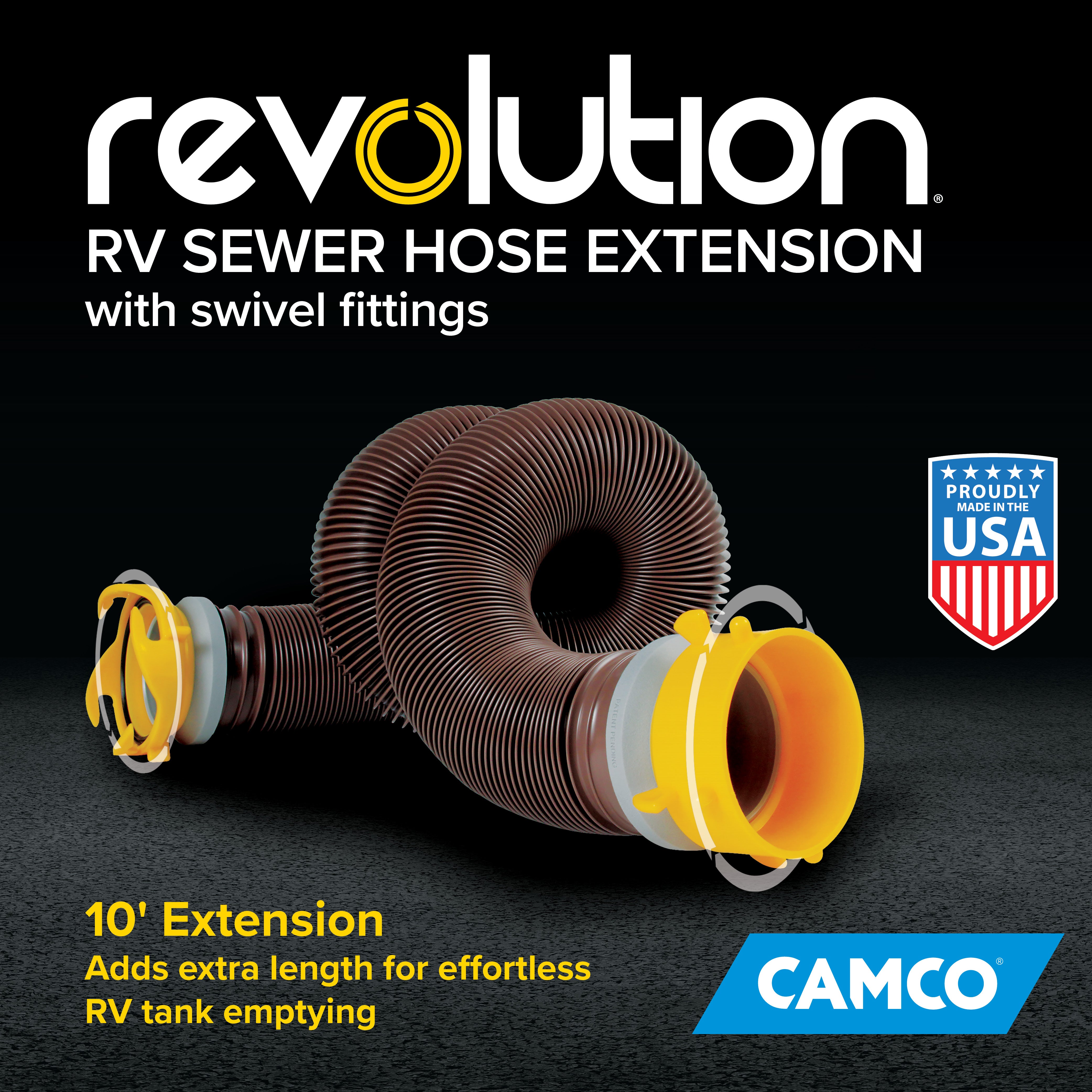 Camco Revolution 10 Ft RV Sewer Hose Kit with Swivel Fittings and Wire Guards