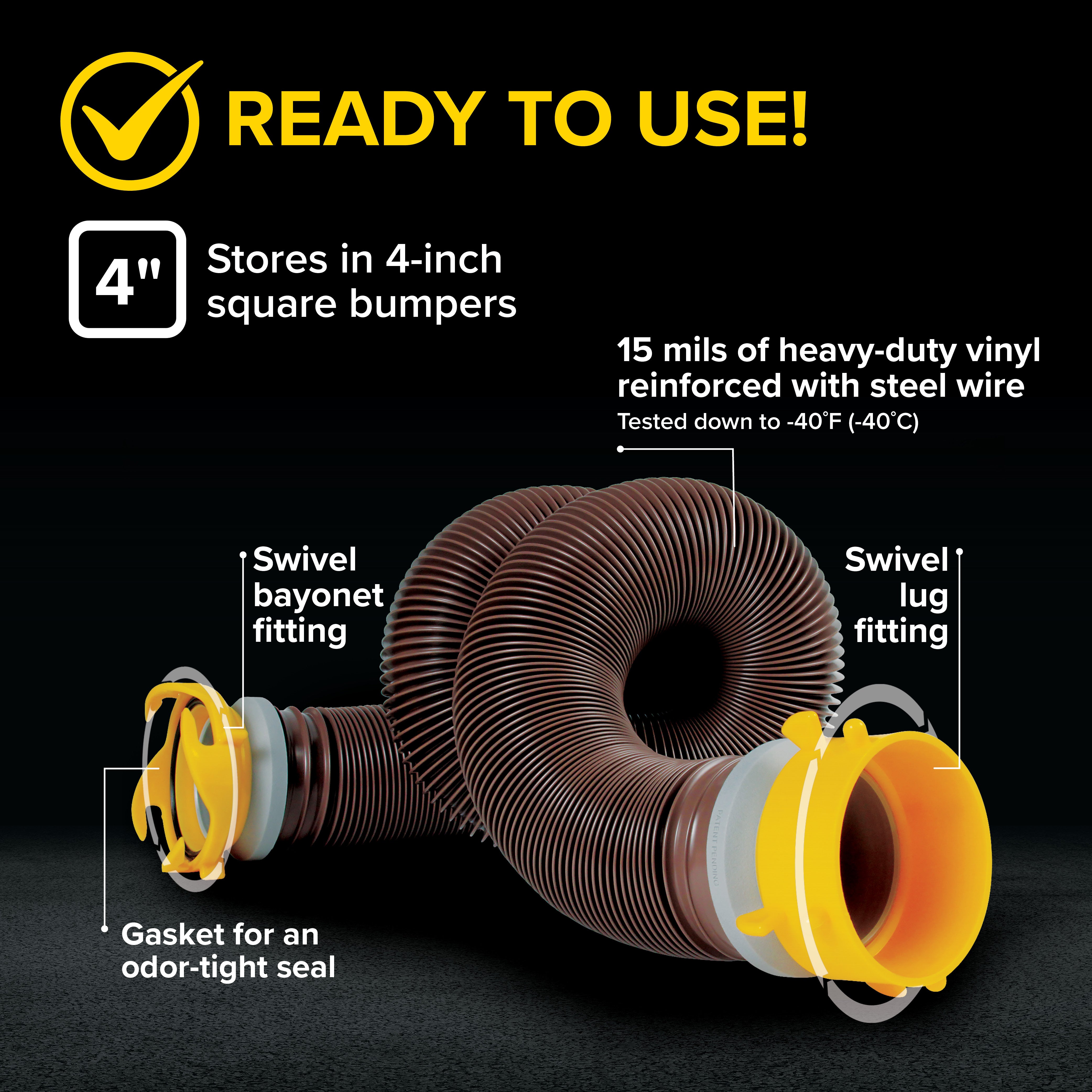 Camco Revolution 10 Ft RV Sewer Hose Kit with Swivel Fittings and Wire Guards