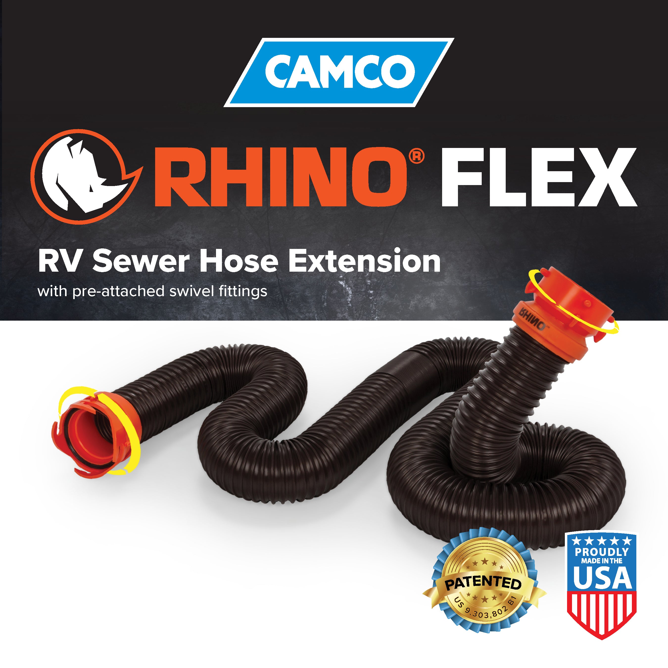 Camco RhinoFLEX 10 Ft RV Sewer Hose Extension w/Lug & Bayonet Fitting (Open Box)