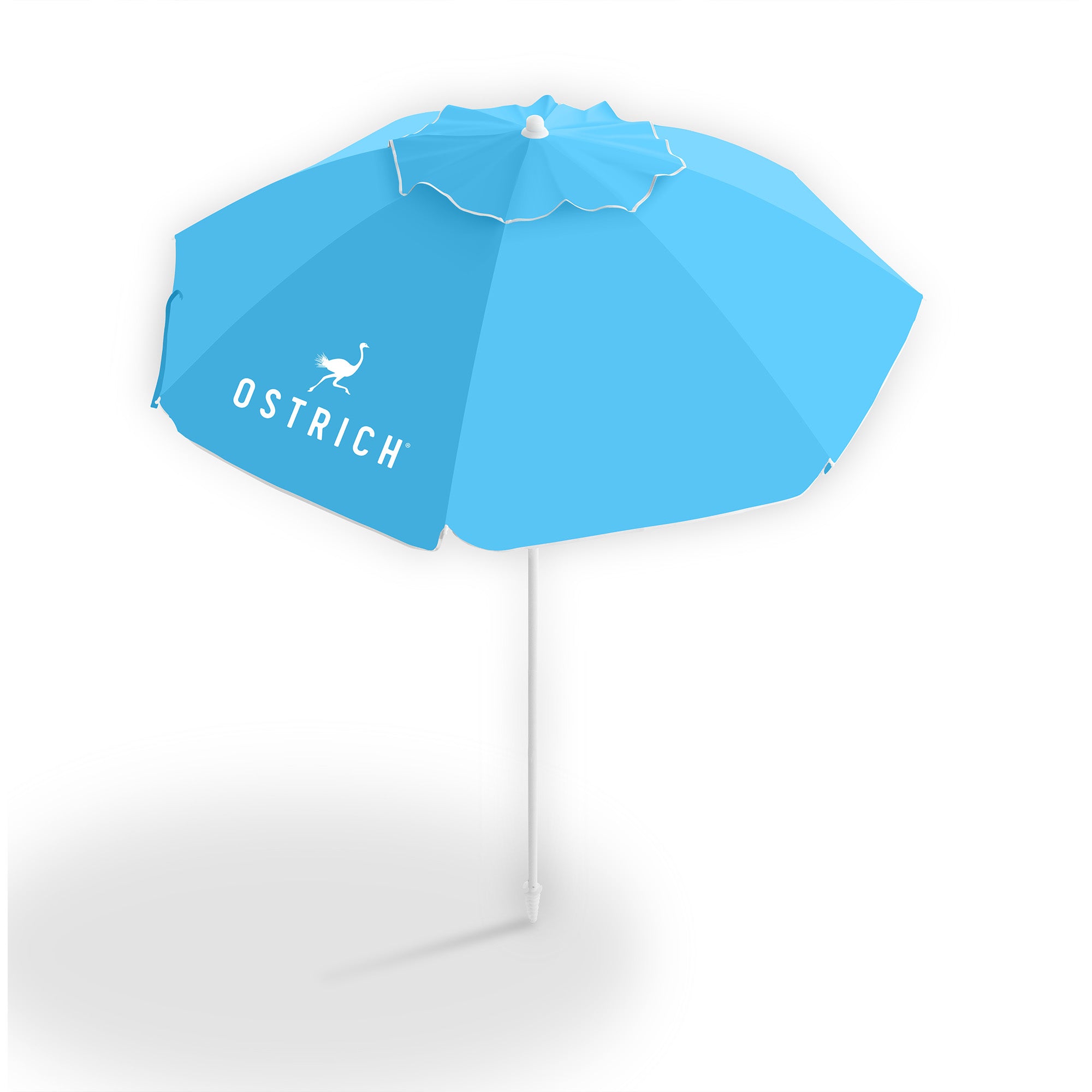 Ostrich The Deluxe Umbrella, 7 ft Beach Umbrella with Sand Auger, Light Blue