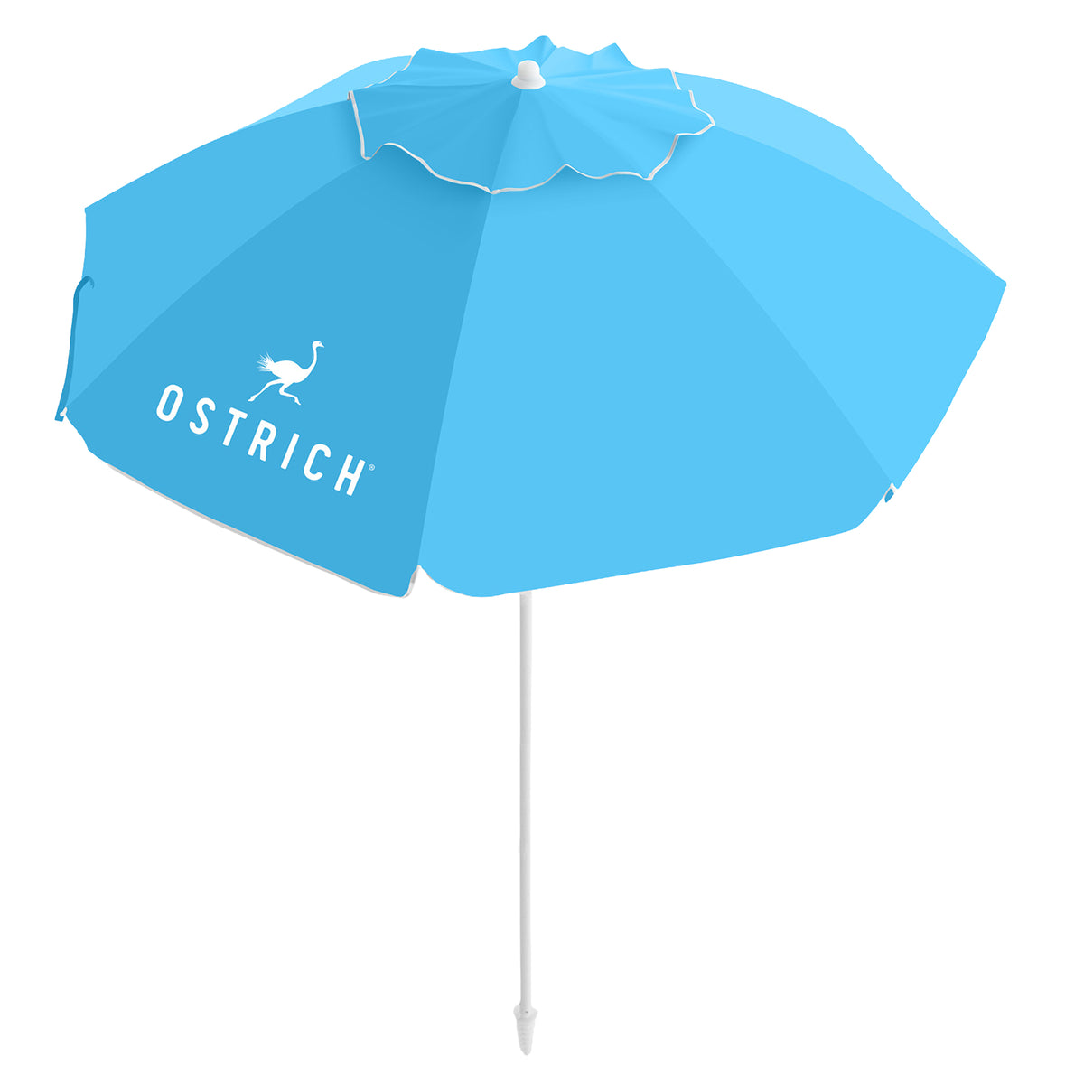 Ostrich The Deluxe Umbrella, 7 ft Beach Umbrella with Sand Auger, Light Blue (Open Box)