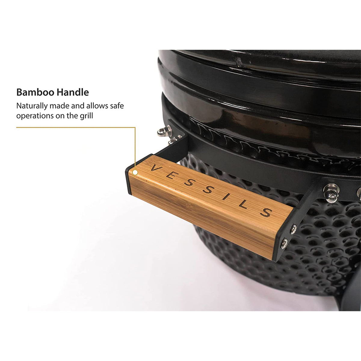 VESSILS 15 Inch Kamado Barbecue Charcoal Grill with Built-In Thermometer, Black