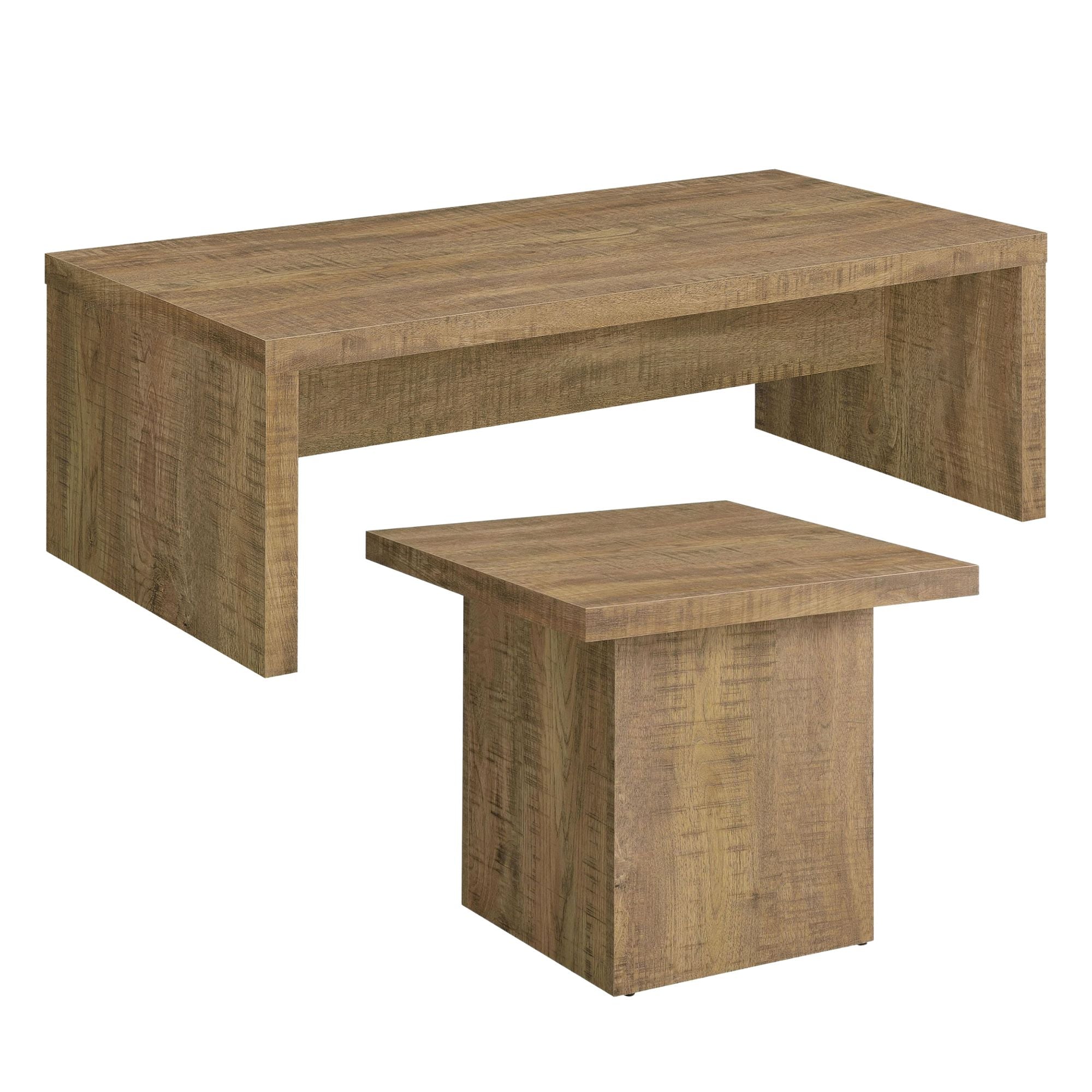 Coaster Home Furnishings Wood Coffee Table and Zetta 23" Square End Table, Brown
