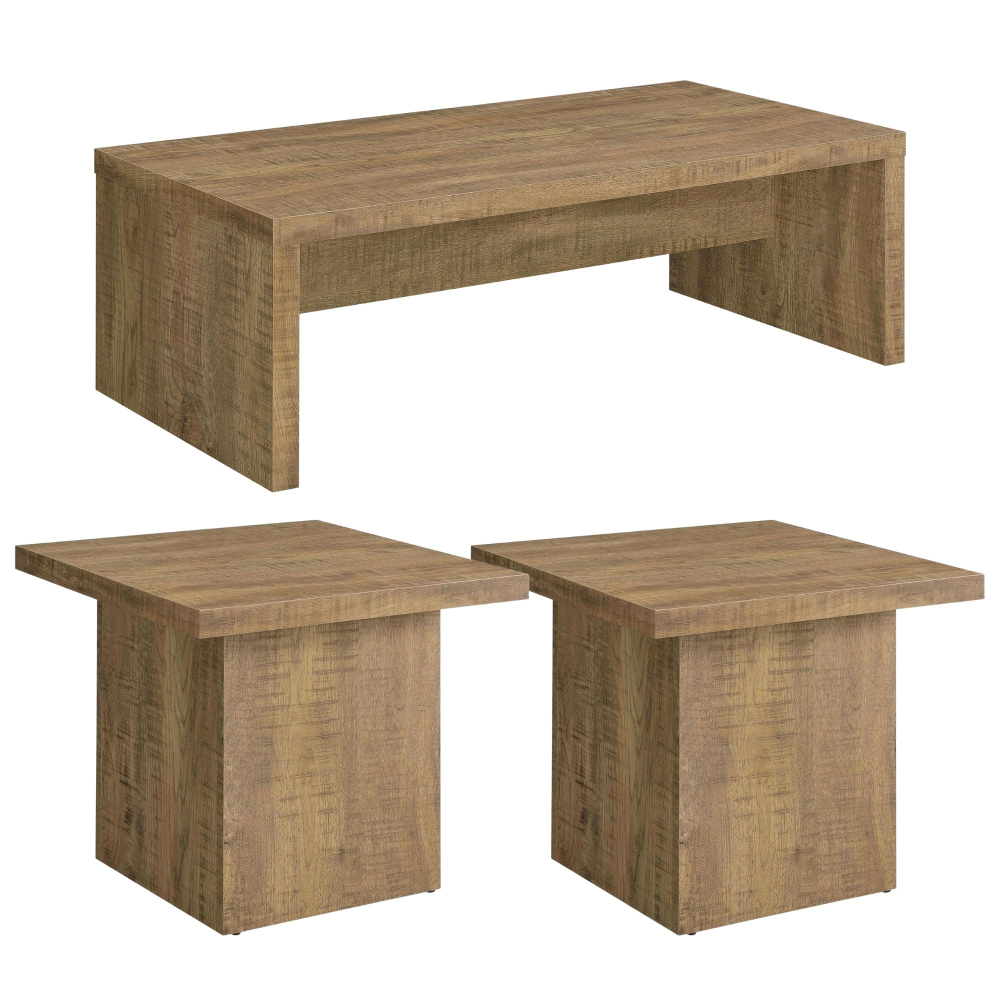 Coaster Home Furnishings Wood Coffee Table and 2 Pack Zetta 23" Square End Table