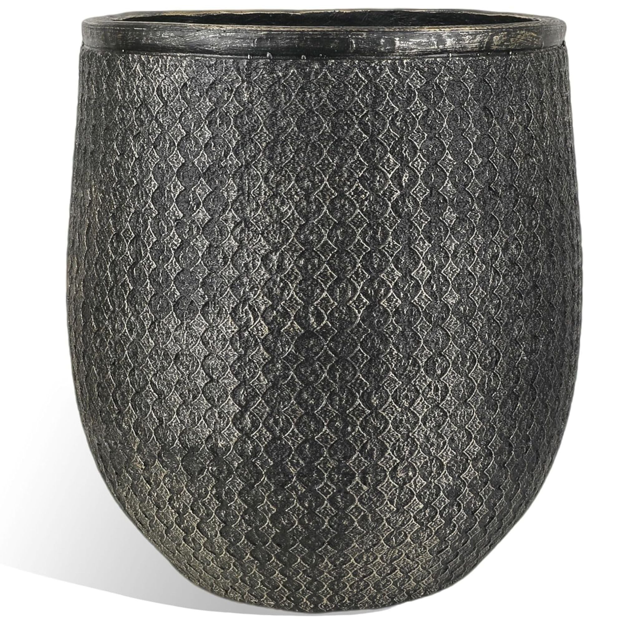 Worth 14.5" Round Planter, Lightweight Magnesium Oxide Cement Plant Pot, Black - VMInnovations