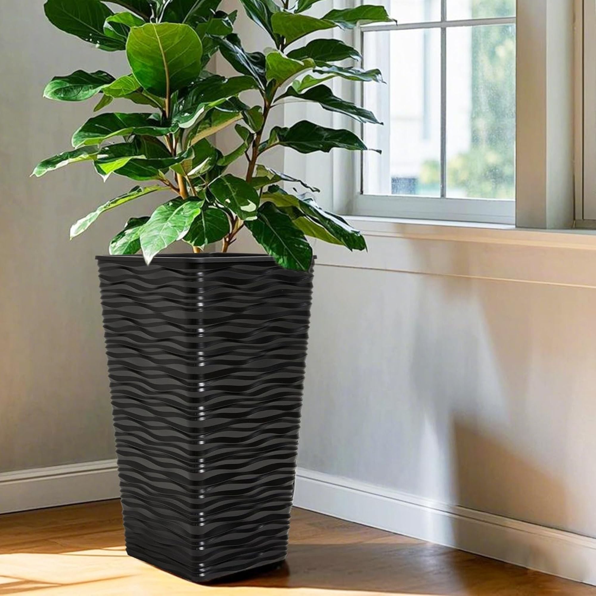 Worth 2 Pack 22" Tall Plastic Square Tapered Planter with Inside Pots (Open Box) - VMInnovations