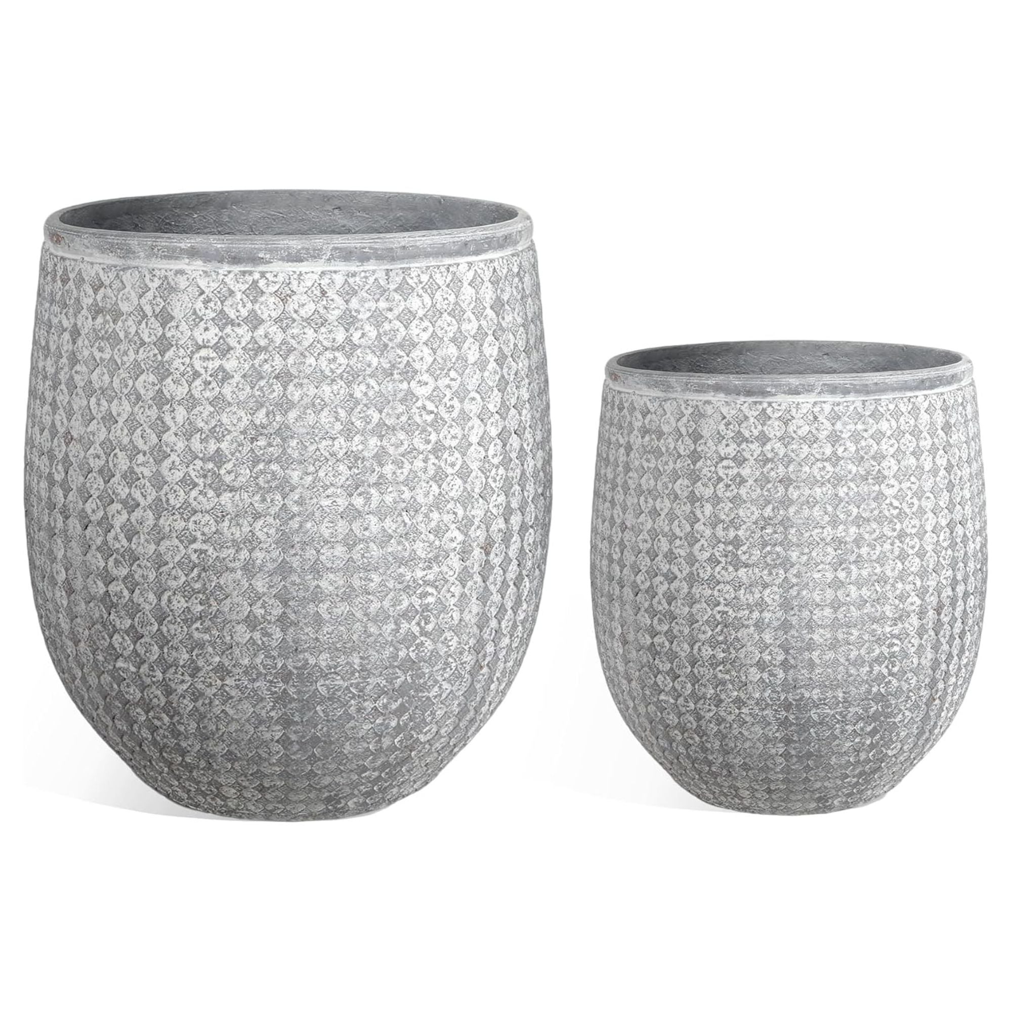 Worth 12" and 14.5" Round Planters, Magnesium Oxide Cement Plant Pots, Grey - VMInnovations
