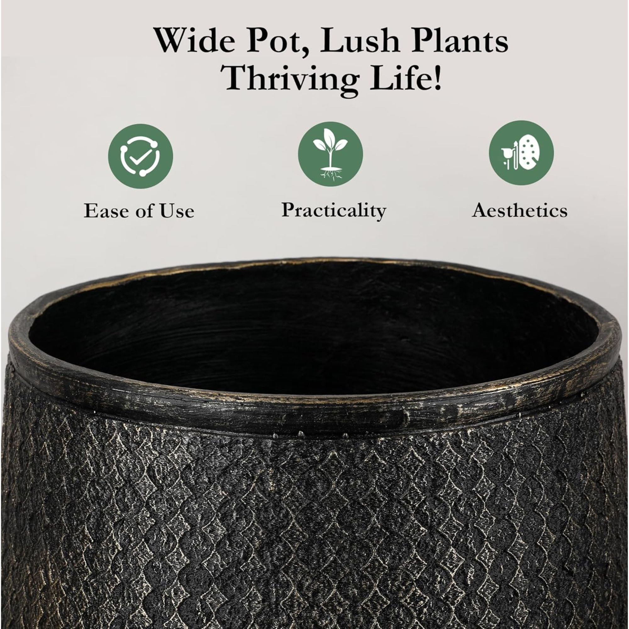 Worth 12" Round Planter, Lightweight Magnesium Oxide Cement Plant Pot, Grey - VMInnovations