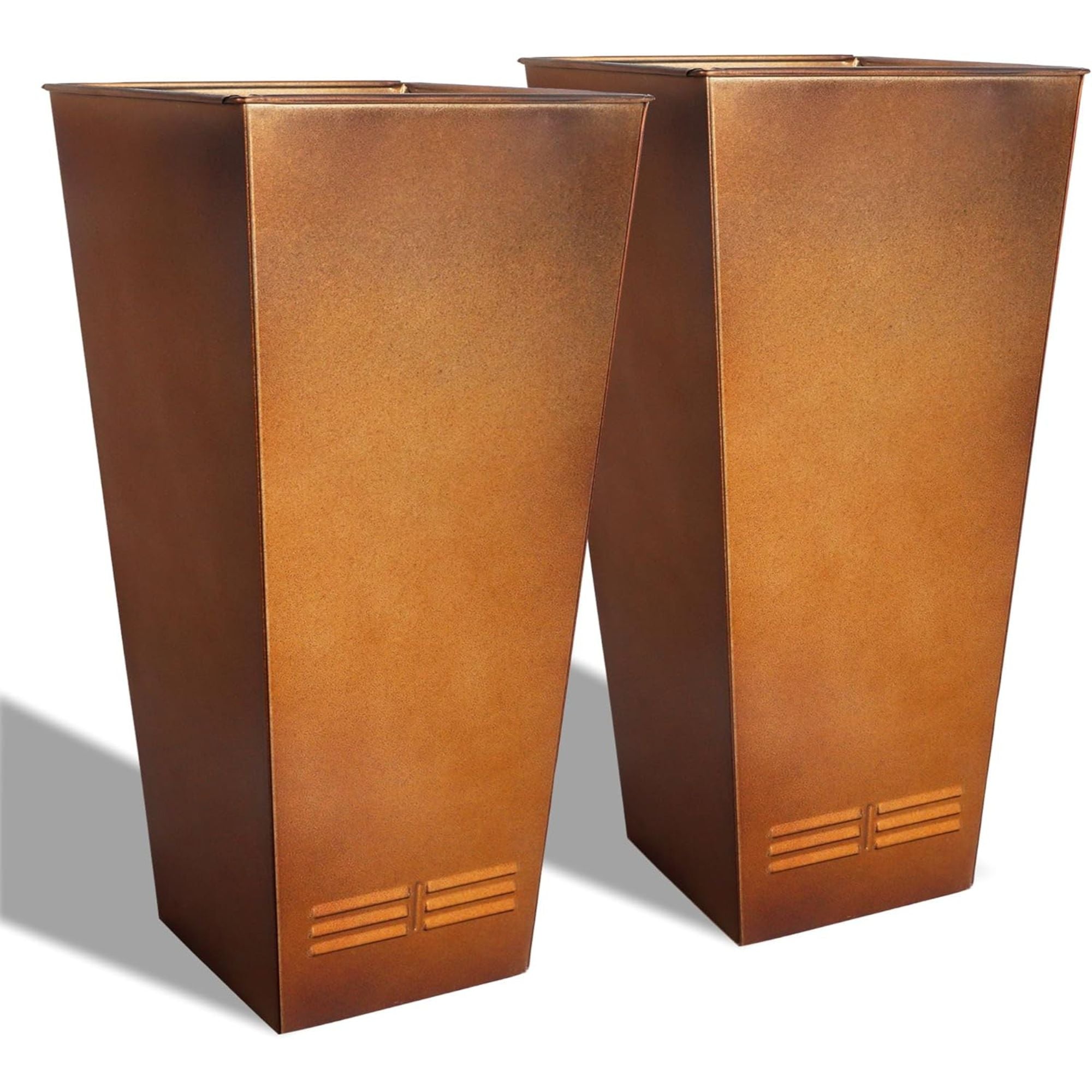 Worth 2 Pack 28" Tall Large Metal Planter, Tapered Steel Flower Pots (Open Box)