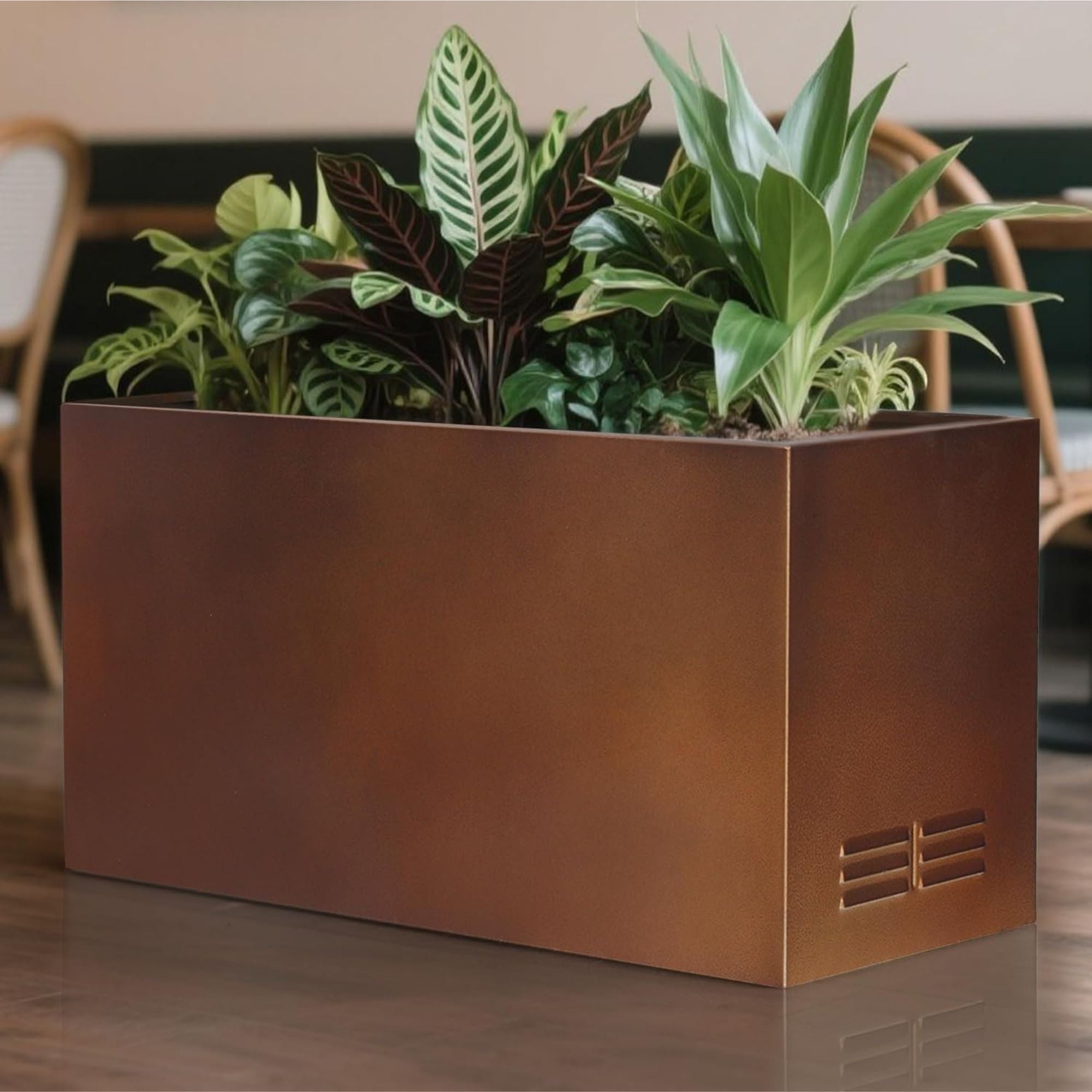 Worth Metal Planter Box with Insert Plate & Drain Holes, 30" Long (Open Box)
