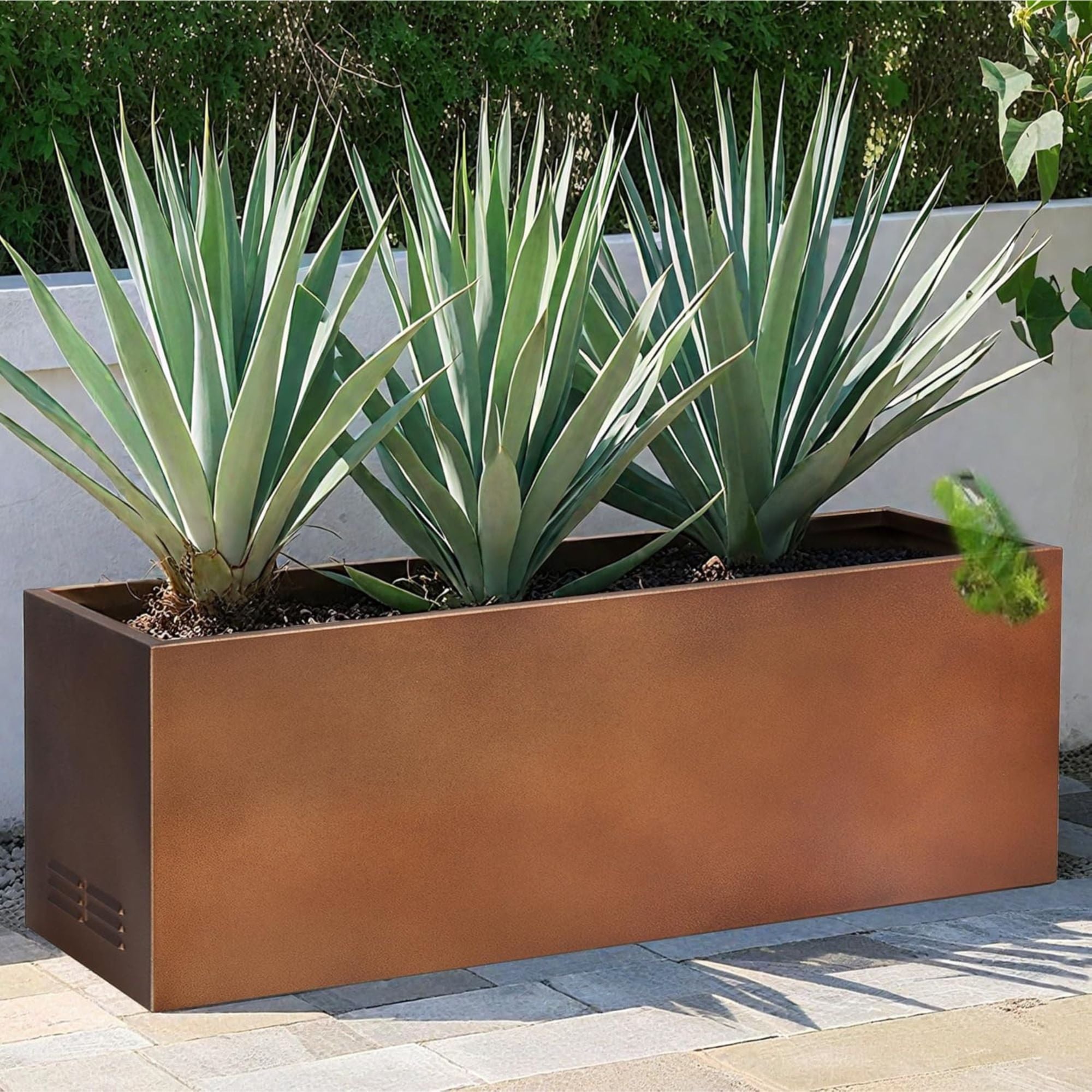 Worth Metal Planter Box with Insert Plate & Drain Holes, 30" Long (Open Box)