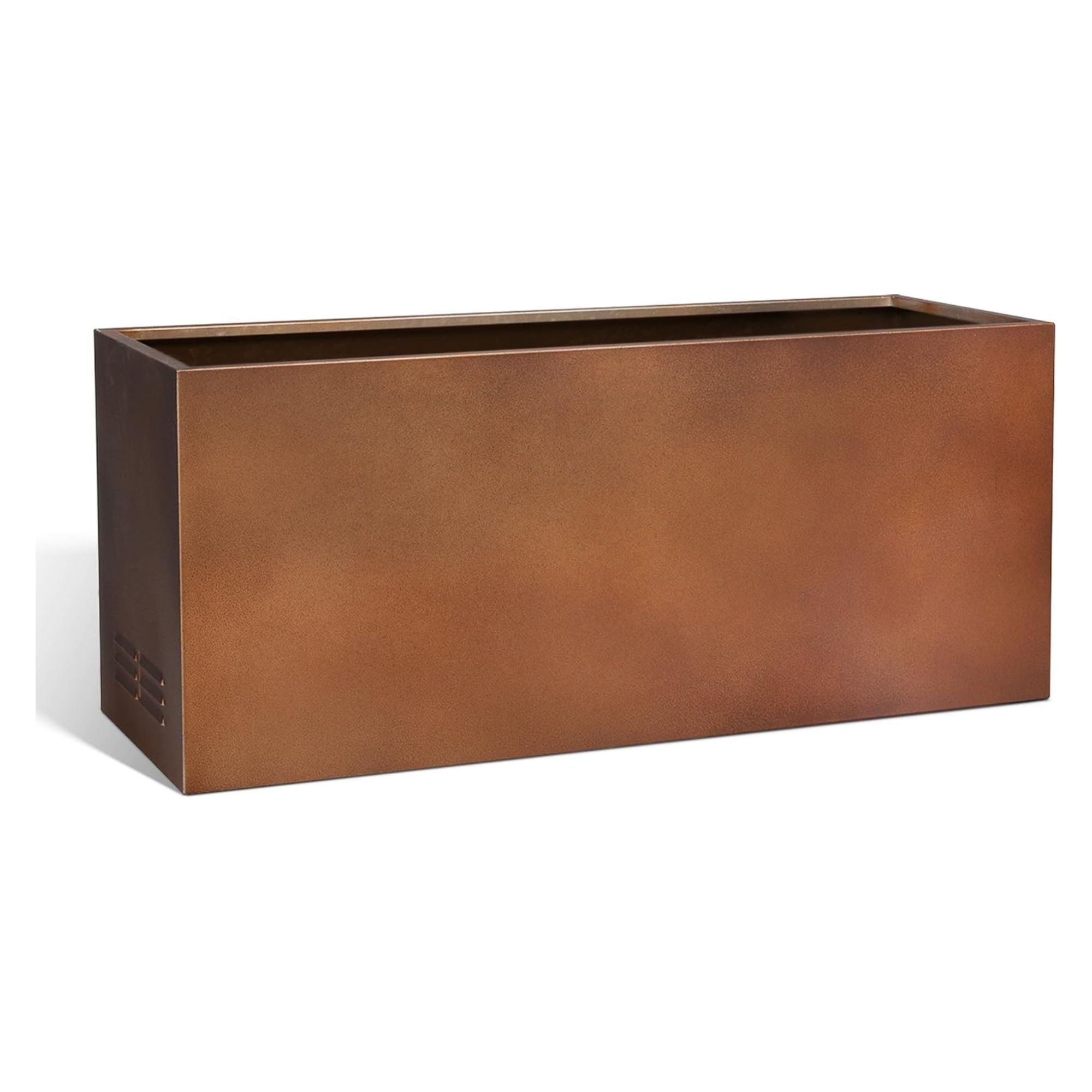 Worth Metal Planter Box with Insert Plate & Drain Holes, 30" Long, Matte Bronze - VMInnovations