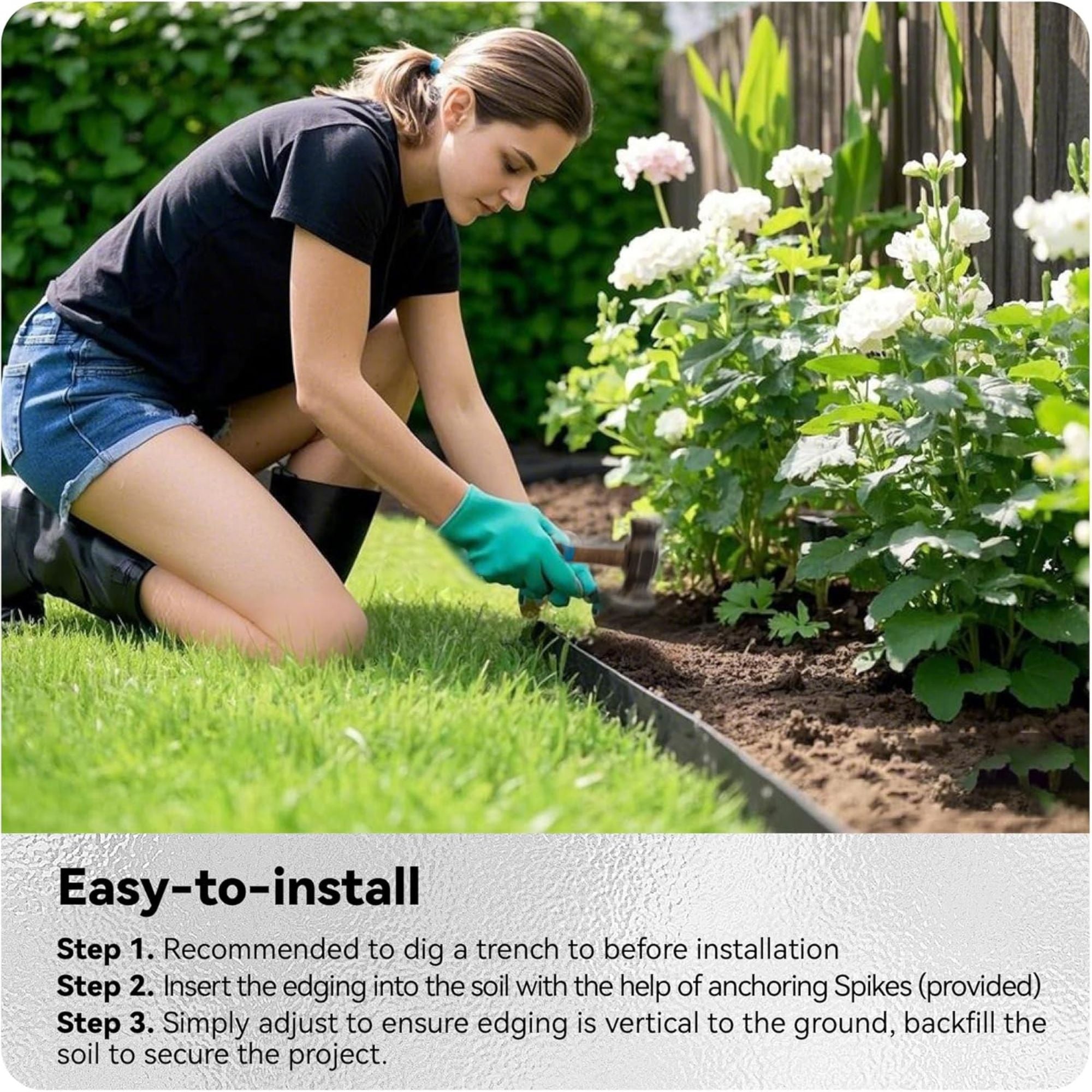 Worth Galvanized Steel Landscape Edging Roll with 8 Stakes, 10" x 25', (Used) - VMInnovations