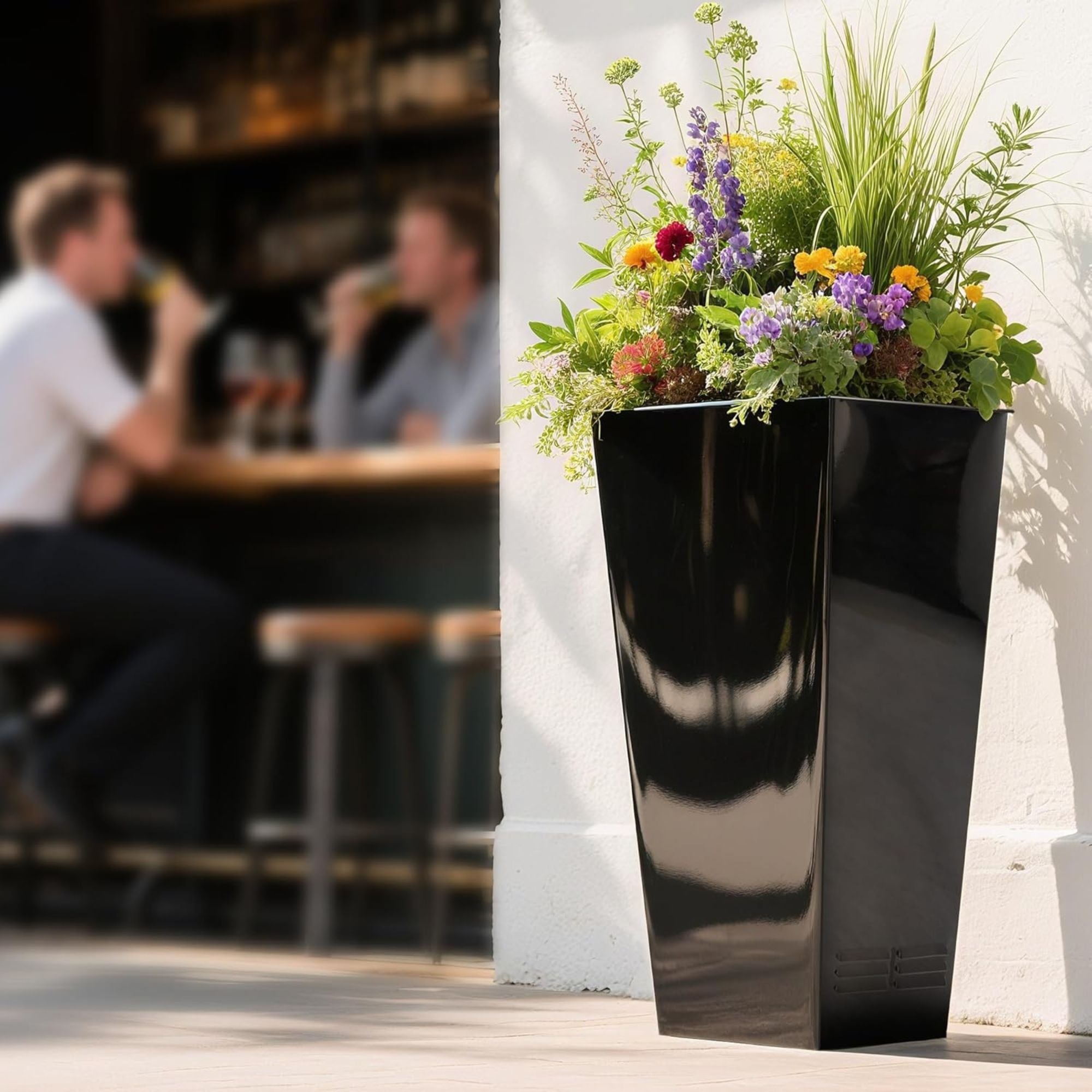Worth 2 Pack 28" Tall Large Metal Planter, Tapered Steel Flower Pots, (Open Box)