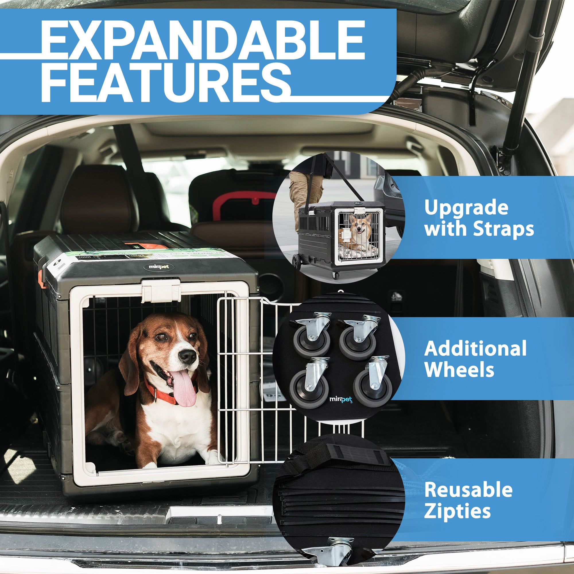 Mirapet Carrier, Collapsible Portable Kennel for Medium Cats or Dogs (Used) - VMInnovations