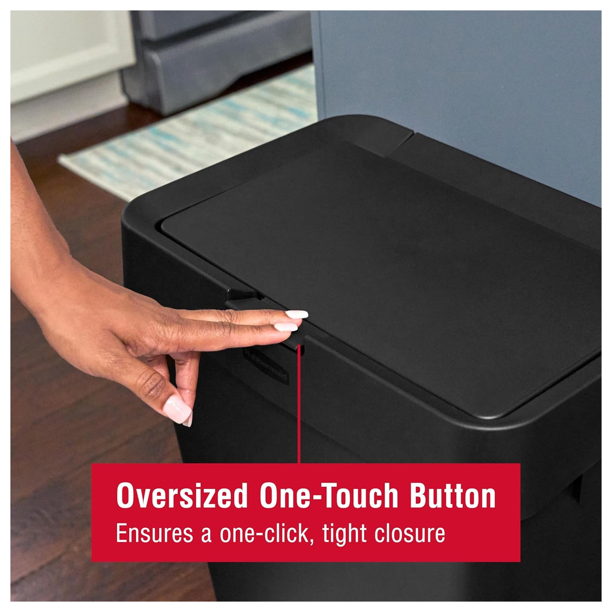 Rubbermaid Touch-Top Kitchen Trash Can Storage with Lid, 12.2 Gal, Black, 2 Pack