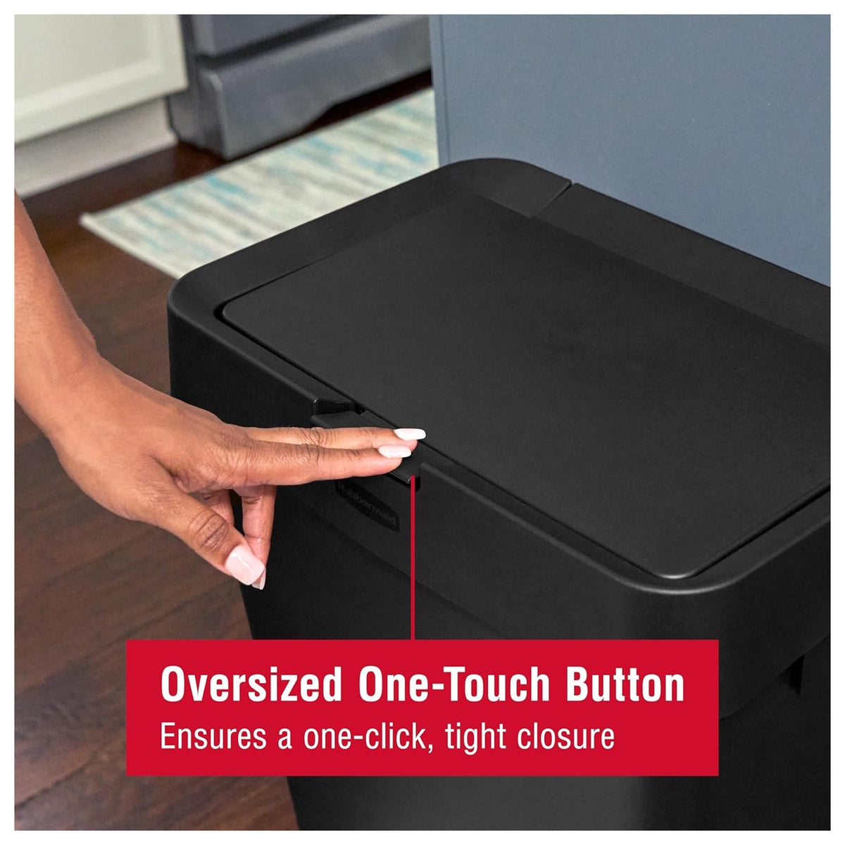 Rubbermaid Touch-Top Kitchen Trash Can Storage with Lid, 12.2 Gal, Black, 2 Pack - VMInnovations