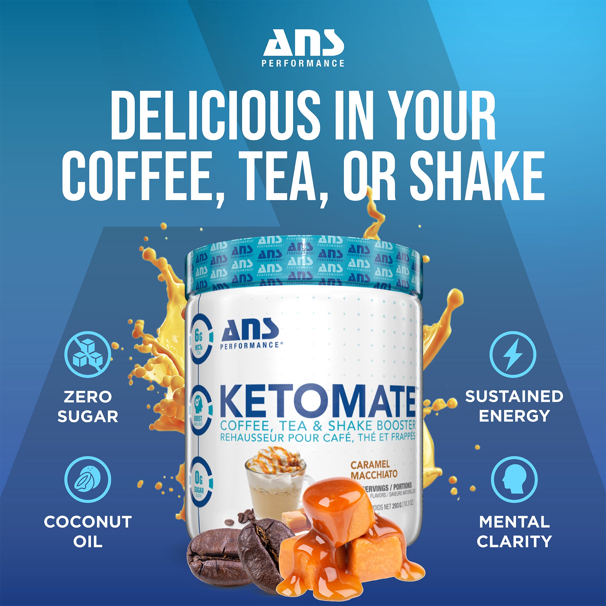 ANS Performance Ketomate Coffee Creamer with MCT Oil Powder, Carmel Macchiato