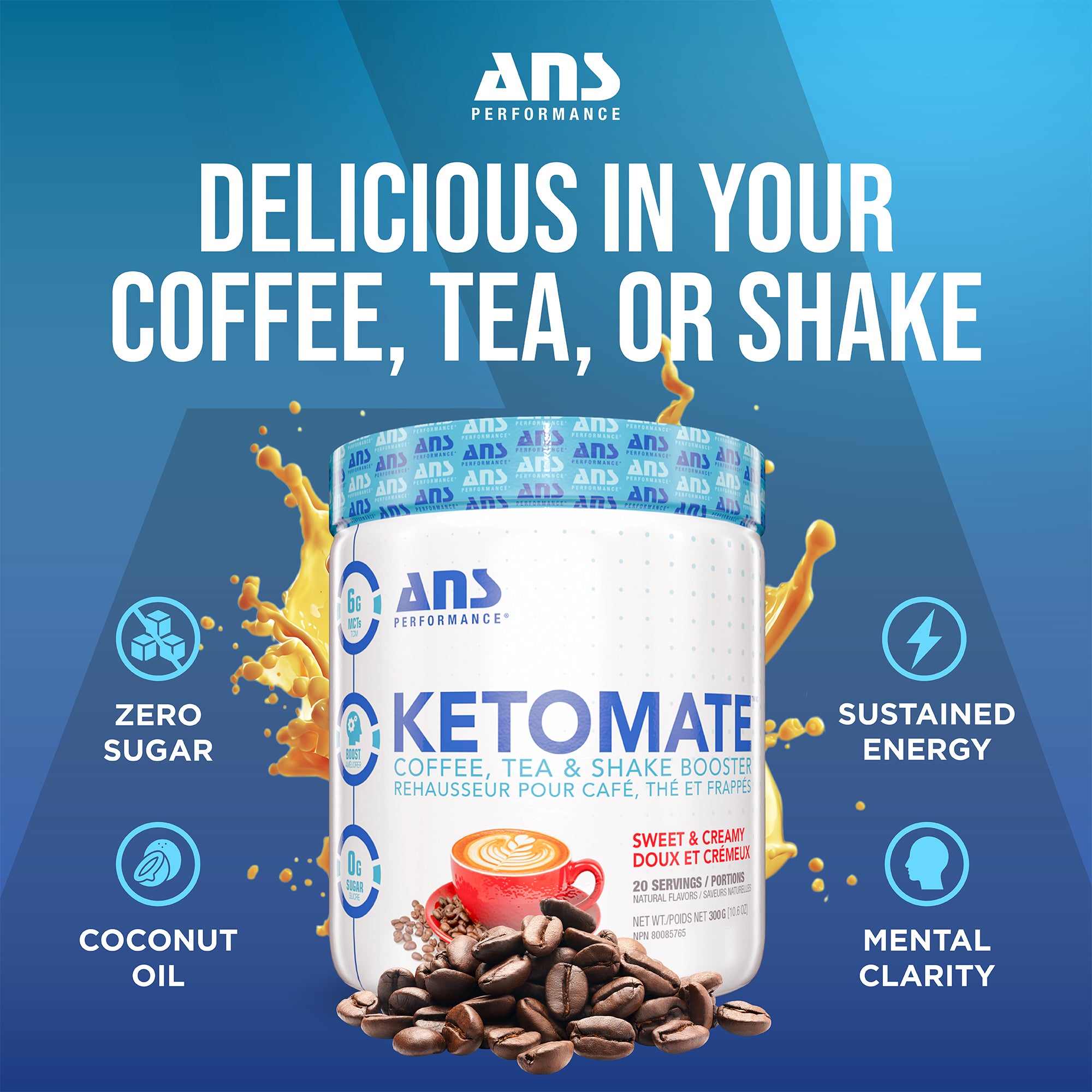 ANS Performance Ketomate Coffee Creamer with MCT Oil Powder, Sweet and Creamy