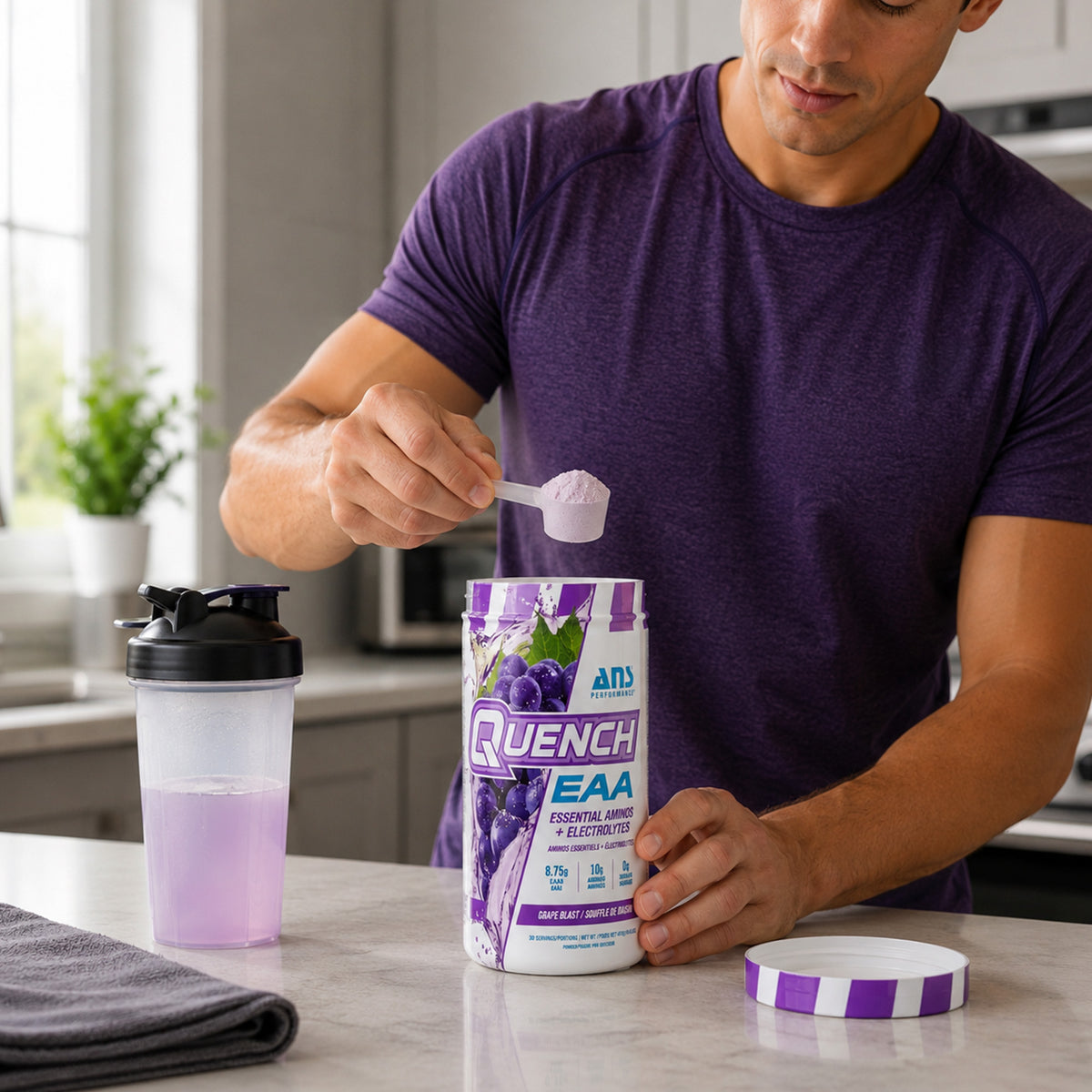 ANS Performance Quench EAA Hydration Drink Mix with Electrolytes, Grape Blast