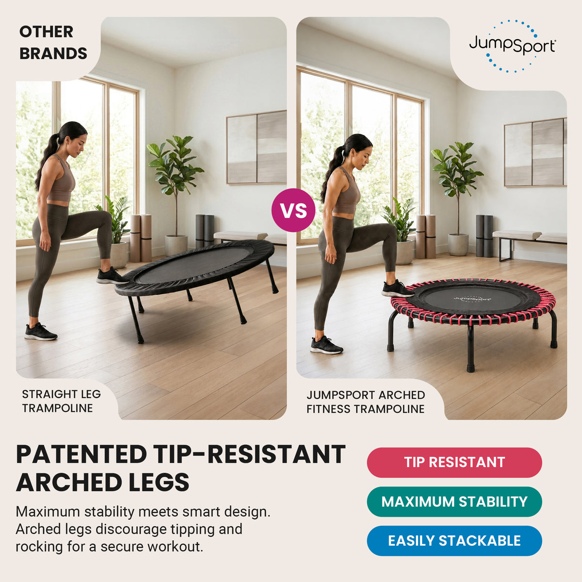 JumpSport Workout Rebounder for Adults, 39" Mini Fitness Trampoline (Open Box)