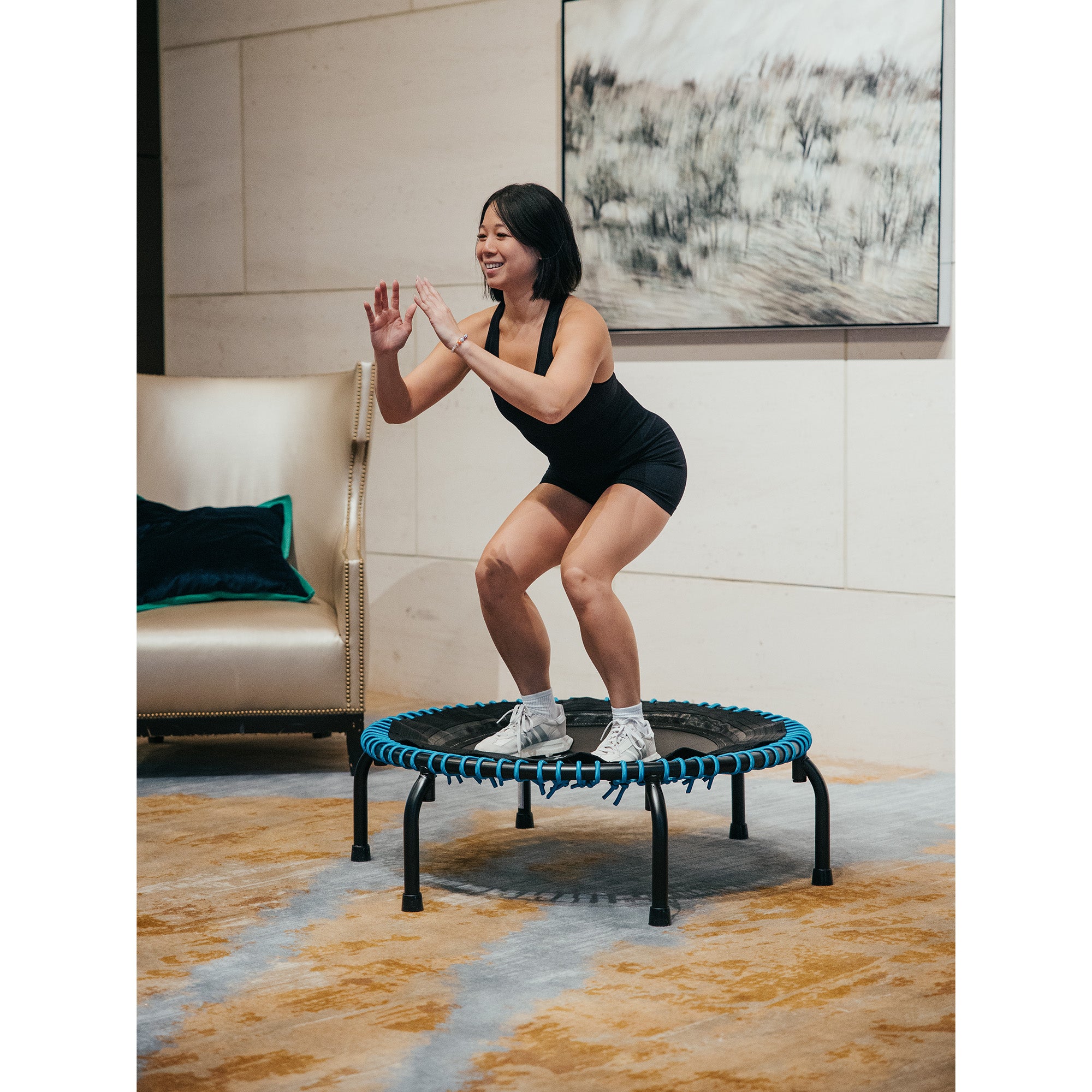 JumpSport 220 Workout Rebounder for Adults, 39" Mini Fitness Trampoline, Black