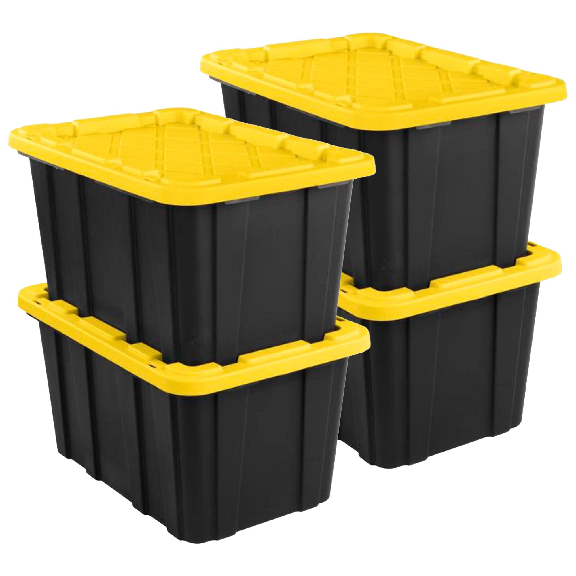 Sterilite 27 Gallon Industrial Stackable Storage Tote Lidded Containers, 4 Pack - VMInnovations
