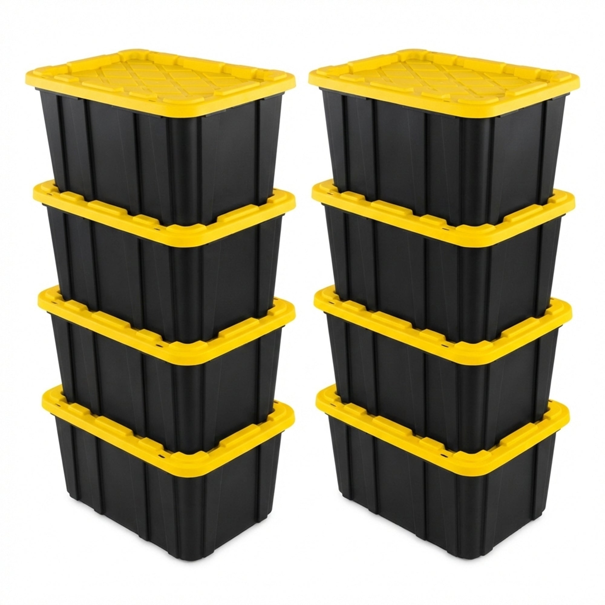 Sterilite 27 Gallon Industrial Stackable Storage Tote Lidded Containers, 8 Pack - VMInnovations