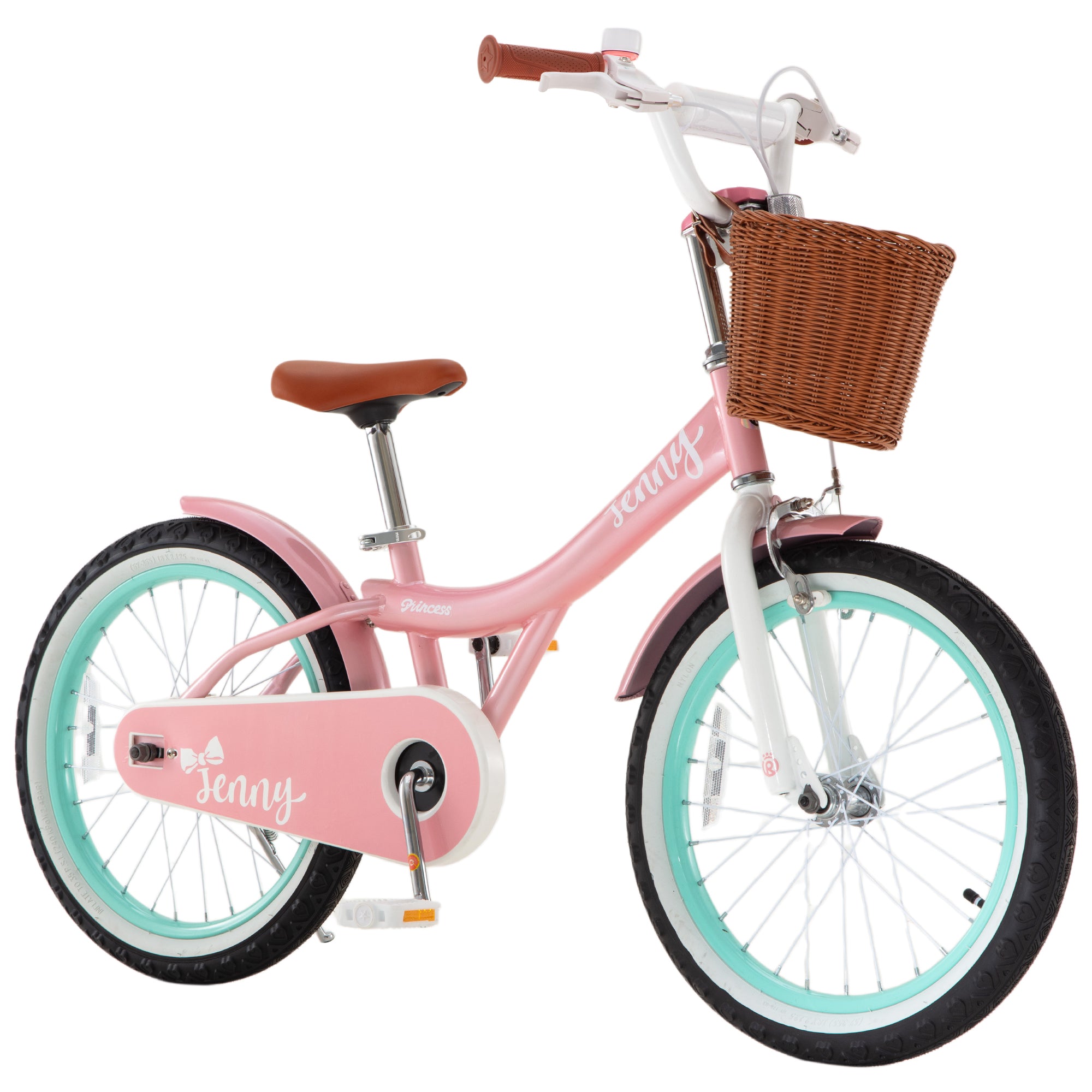 RoyalBaby Princess Girl Kid Outdoor Bicycle 18" with Kickstand, Jenny/Pink-Mint - VMInnovations