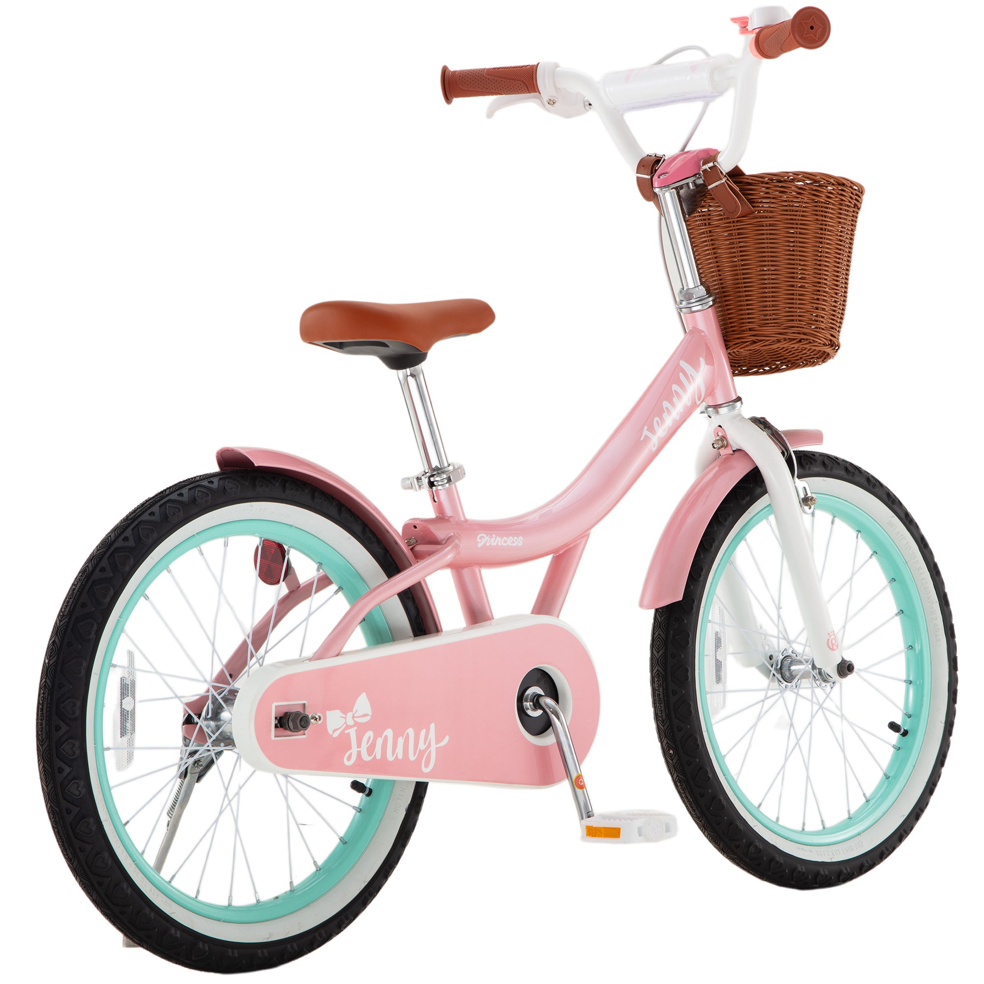 RoyalBaby Princess Girl Kid Outdoor Bicycle 18" with Kickstand, Jenny/Pink-Mint - VMInnovations