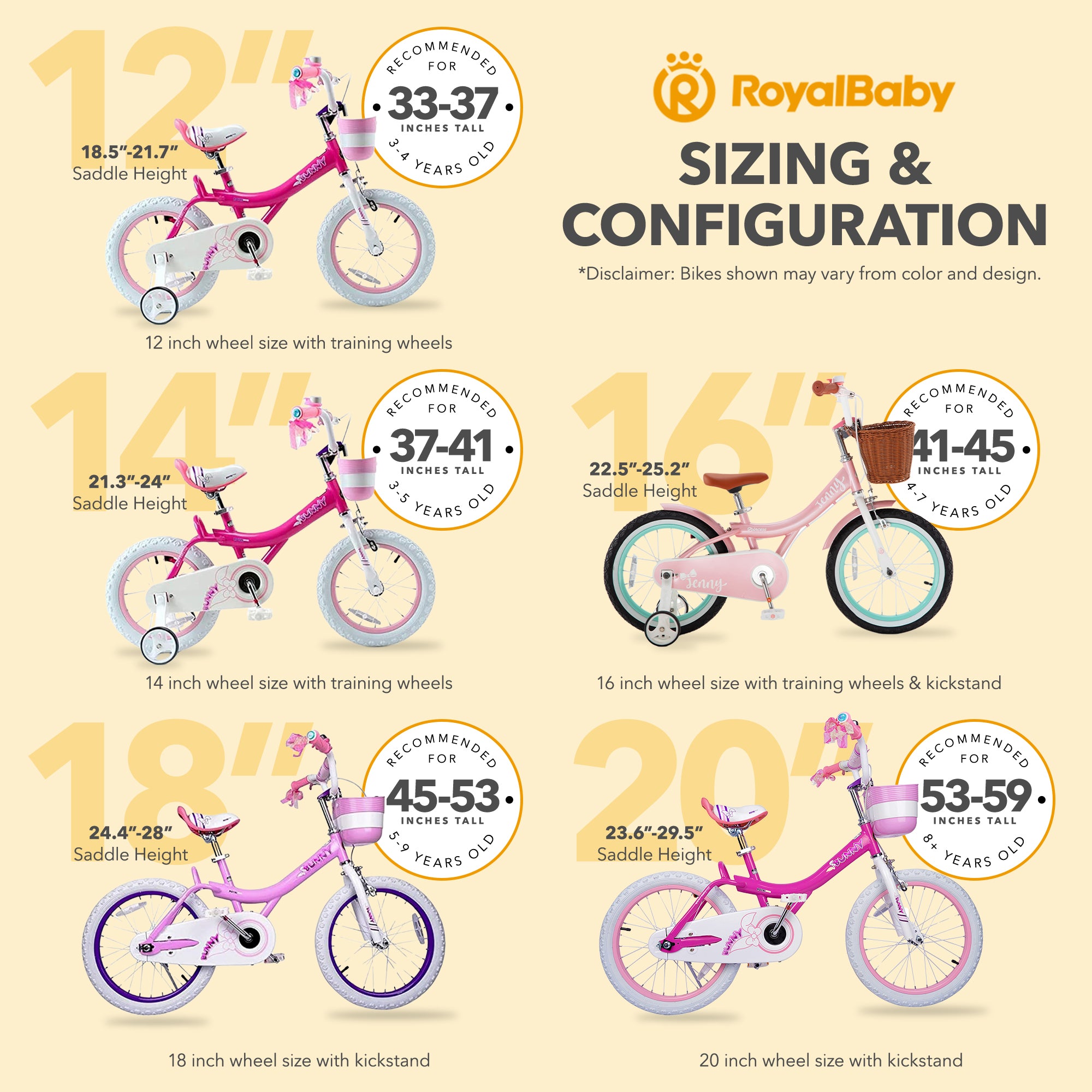 RoyalBaby Princess Girl Bike 16" w/ Training Wheels & Kickstand, Jenny/Pink-Mint - VMInnovations
