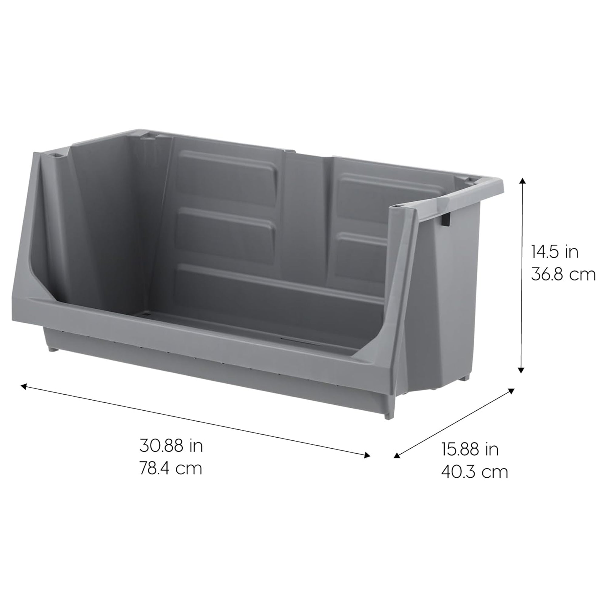 IRIS USA Open Front Storage Bins, Heavy Duty Stackable Bins, 3 Pack, (Used)