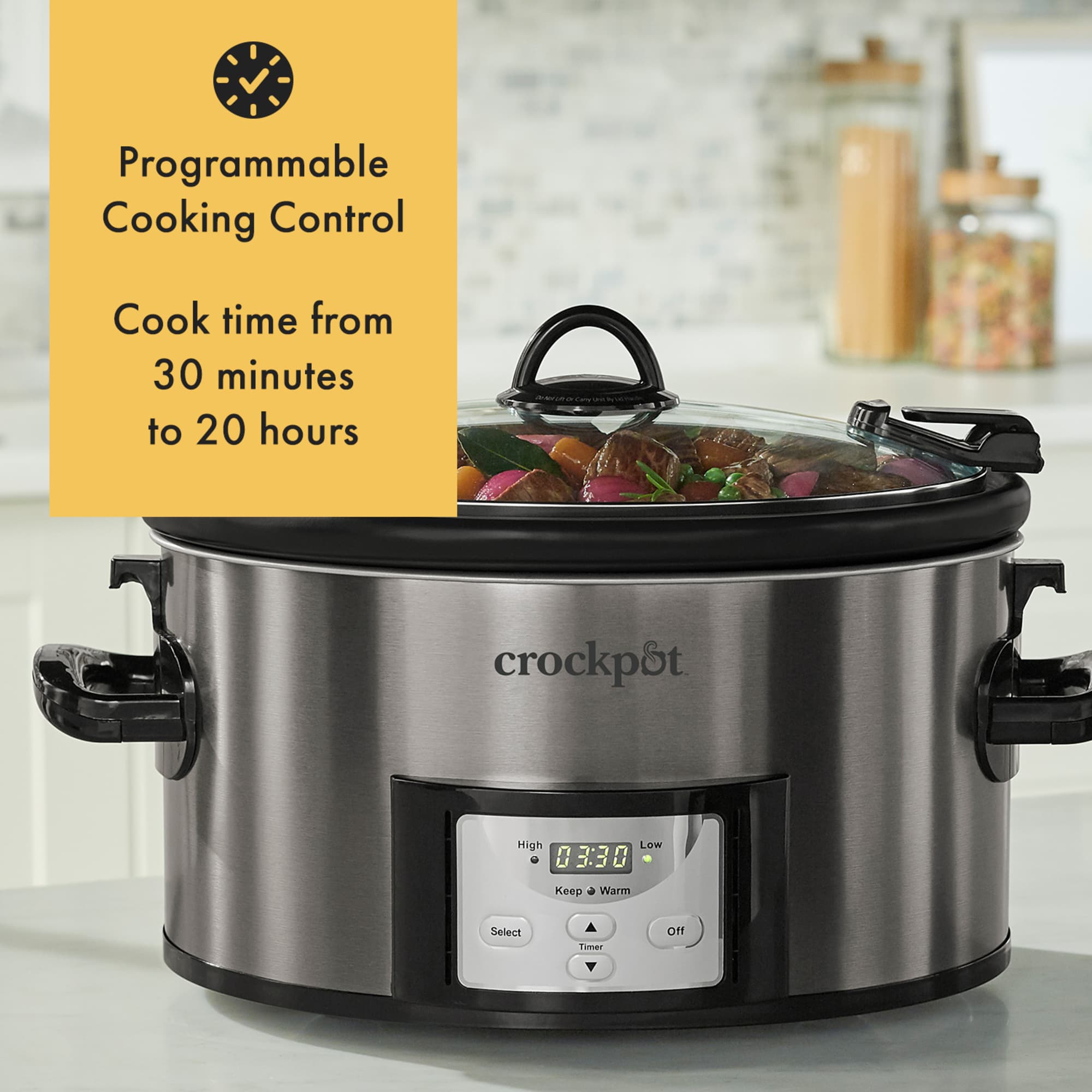 Crock-Pot 6-Qt Slow Cooker w/MyTime Technology, Stainless Steel (Open Box) - VMInnovations