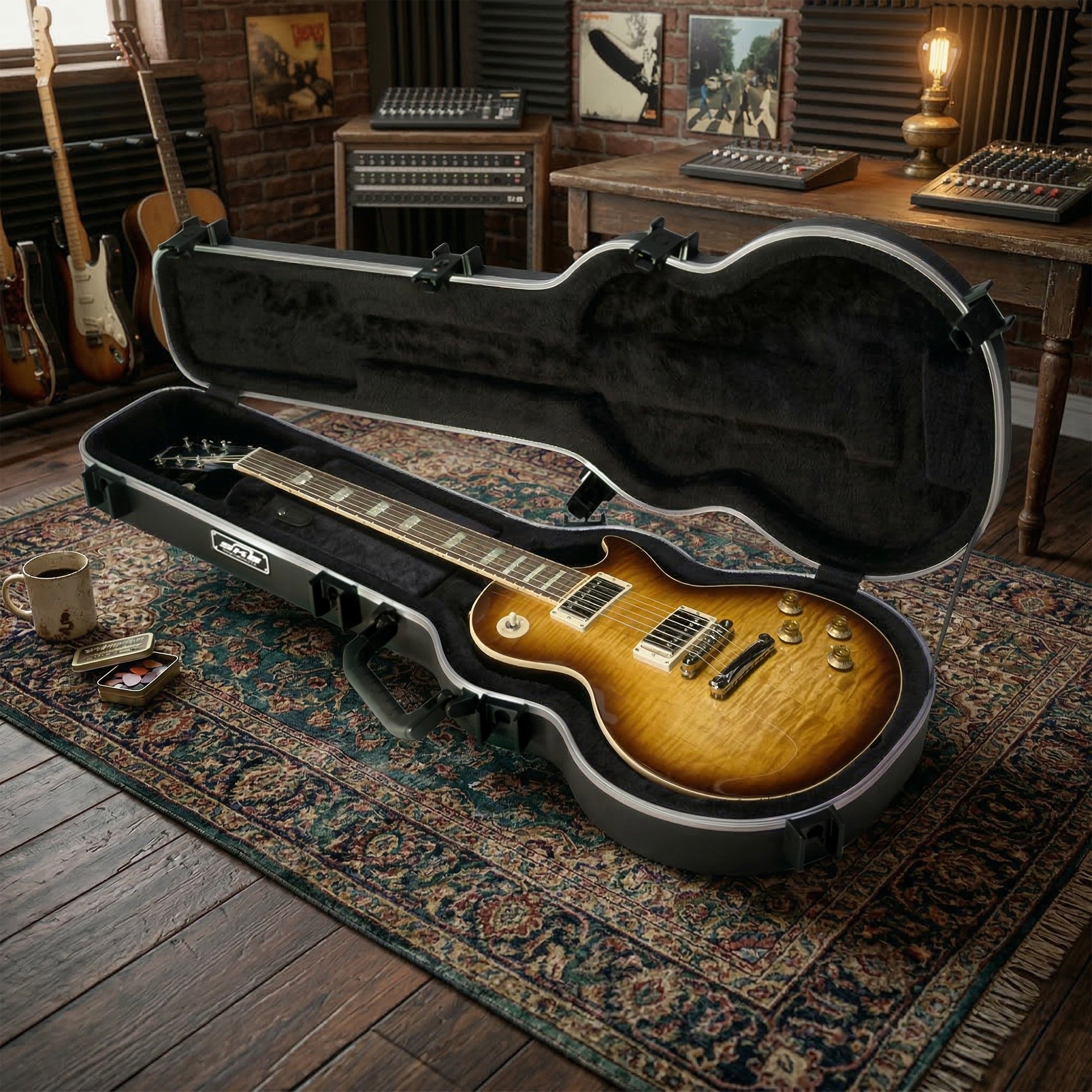 SKB Hardshell Travel Case for Les Paul Type Electric Guitars or Replicas, Black - VMInnovations
