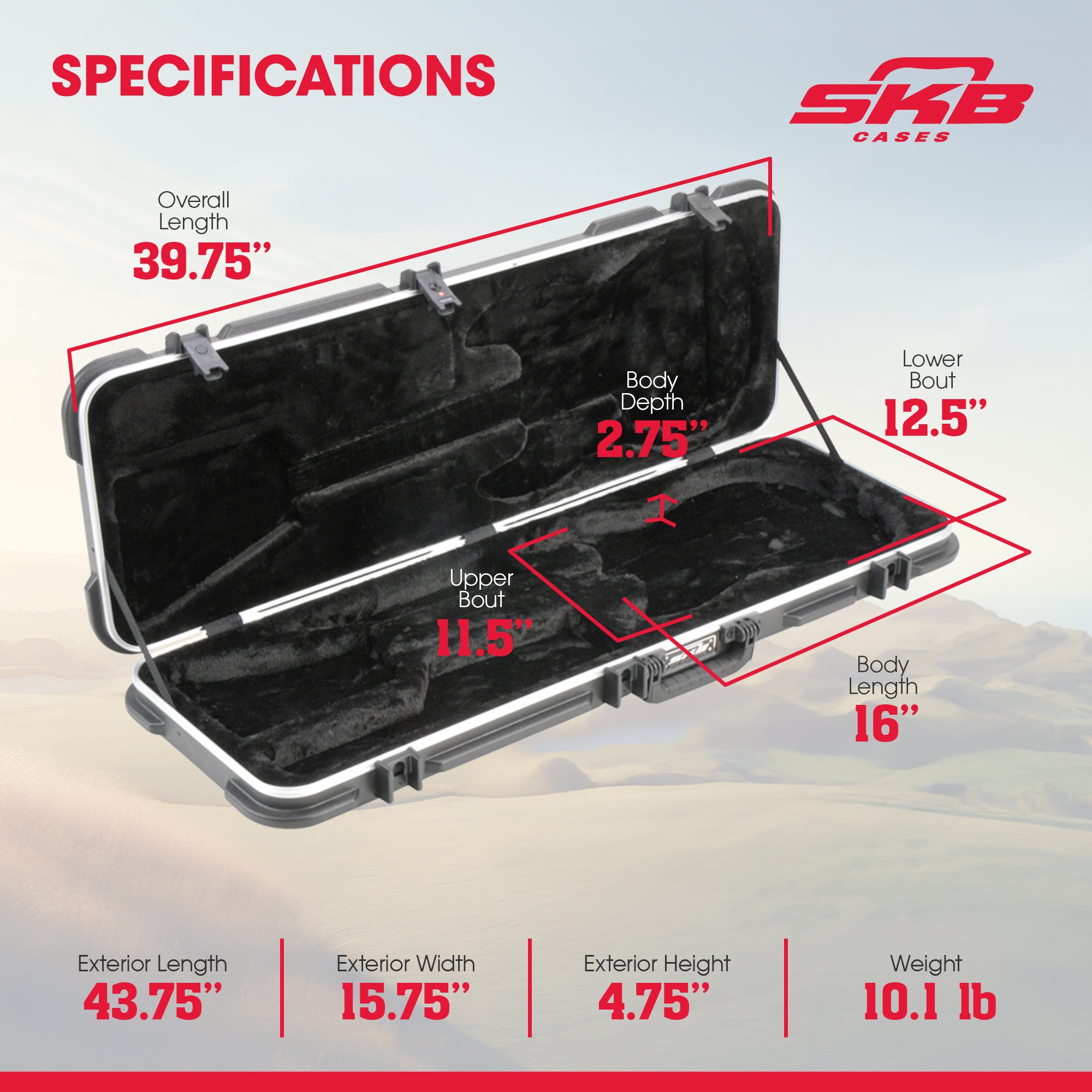 SKB Cases 1SKB-66 Electric Guitar Hard Case for Strat and Tele Style Guitars - VMInnovations
